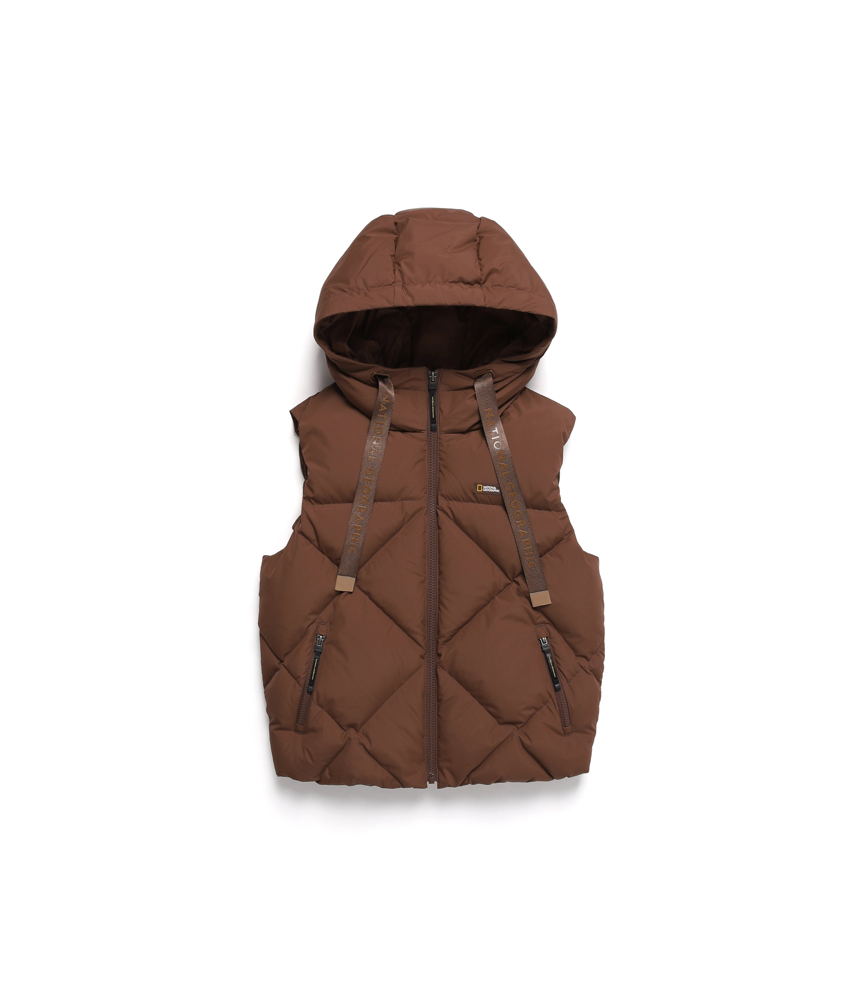 Women's Crasa Short Duck Down Hooded Vest<br>BRICK