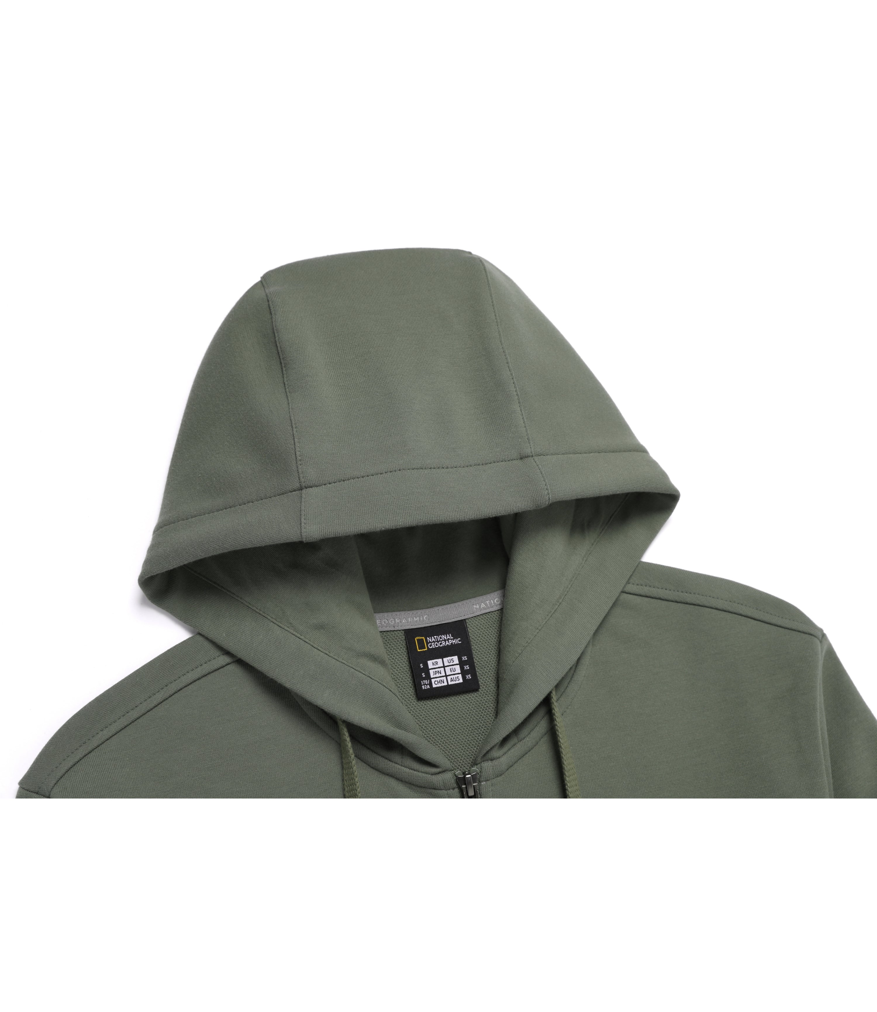 Unisex MARGAY Sleeve Pocket Full Zip-Up Hoodie<br>MILITARY KHAKI