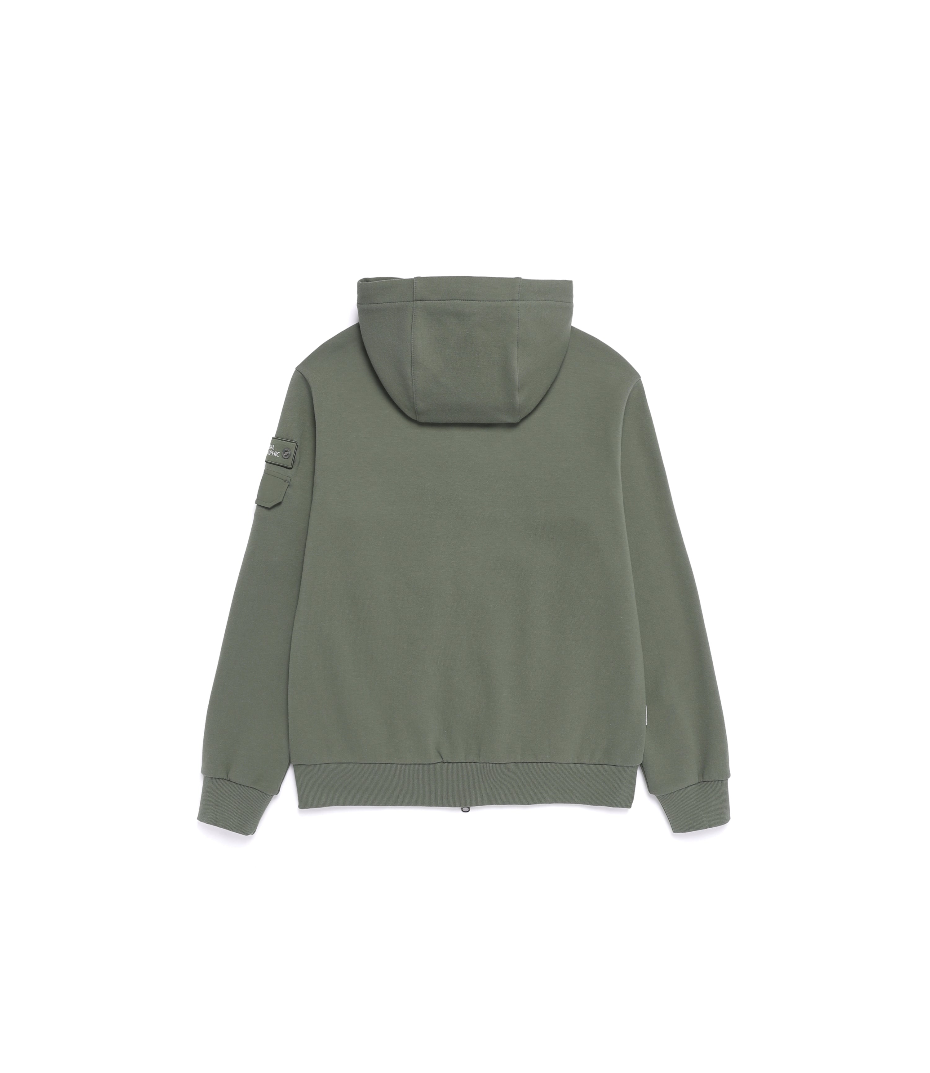 Unisex MARGAY Sleeve Pocket Full Zip-Up Hoodie<br>MILITARY KHAKI
