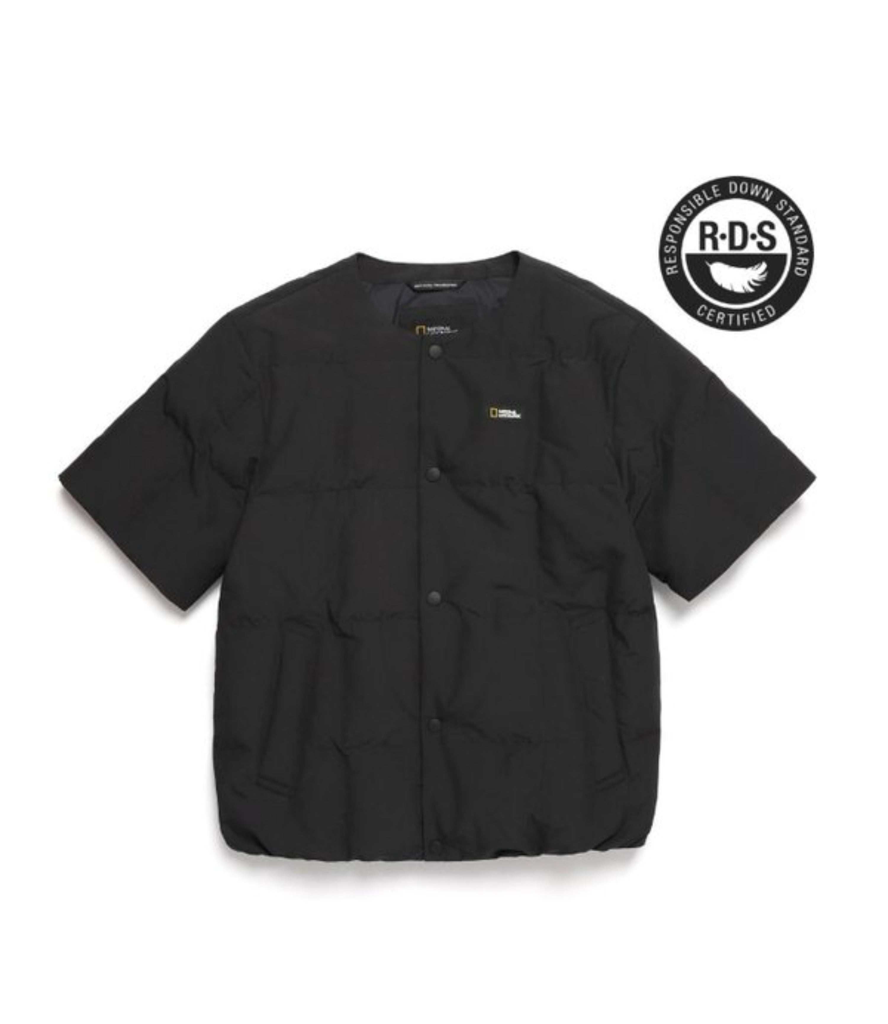 Unisex Heron U-Neck Lightweight Down Short-Sleeved Jumper<br>CARBON BLACK