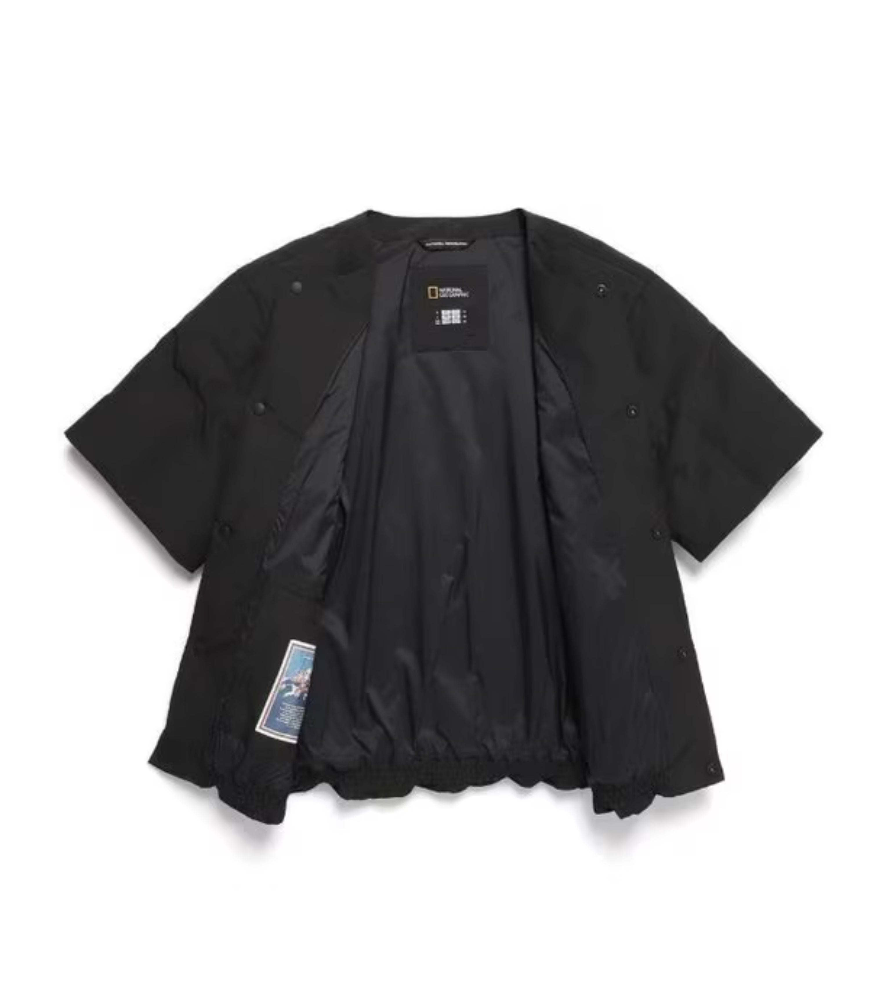Unisex Heron U-Neck Lightweight Down Short-Sleeved Jumper<br>CARBON BLACK