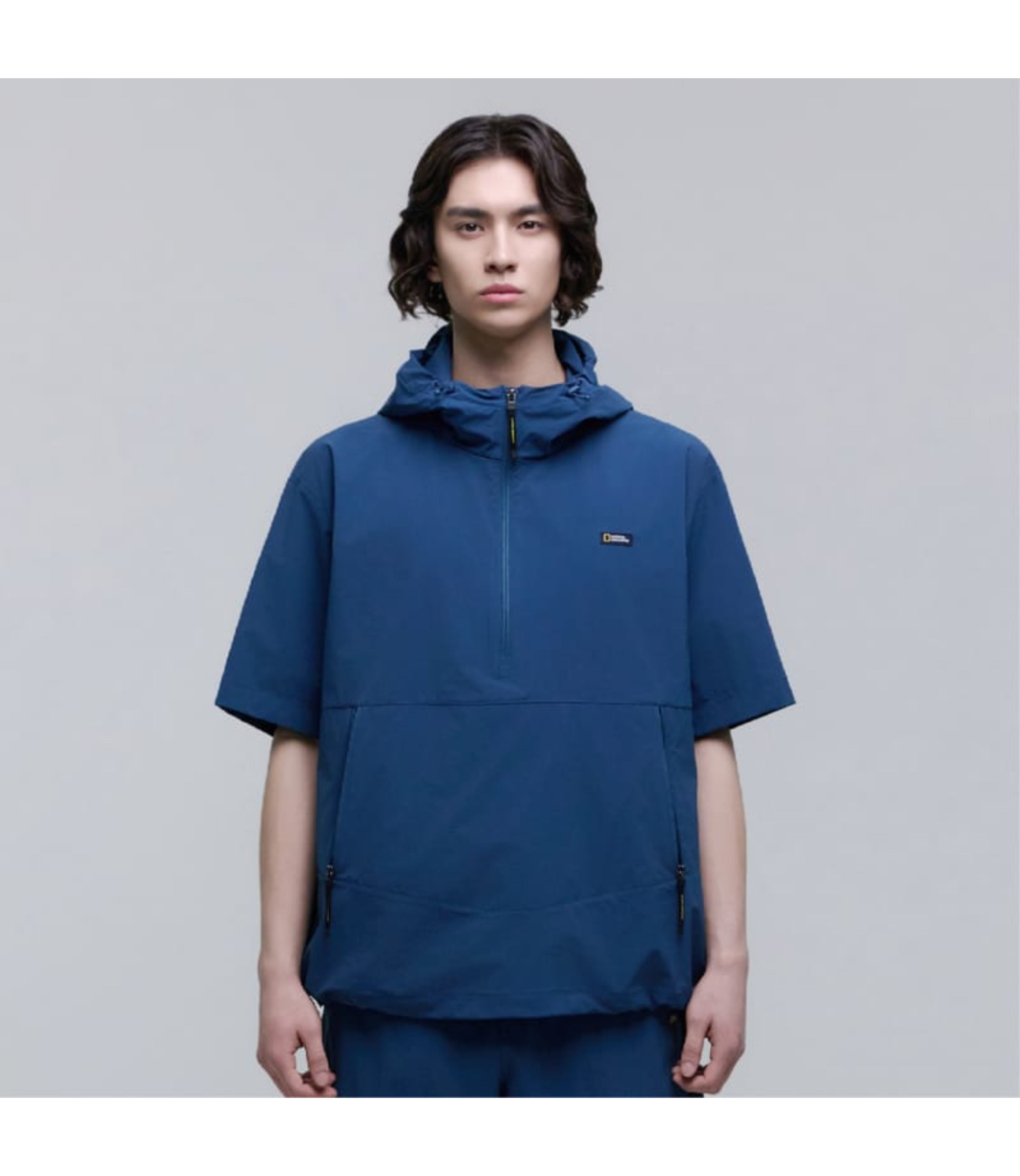 Unisex ADELIE Light Woven Stretch Short Sleeve Anorak<br>TURQUOISE