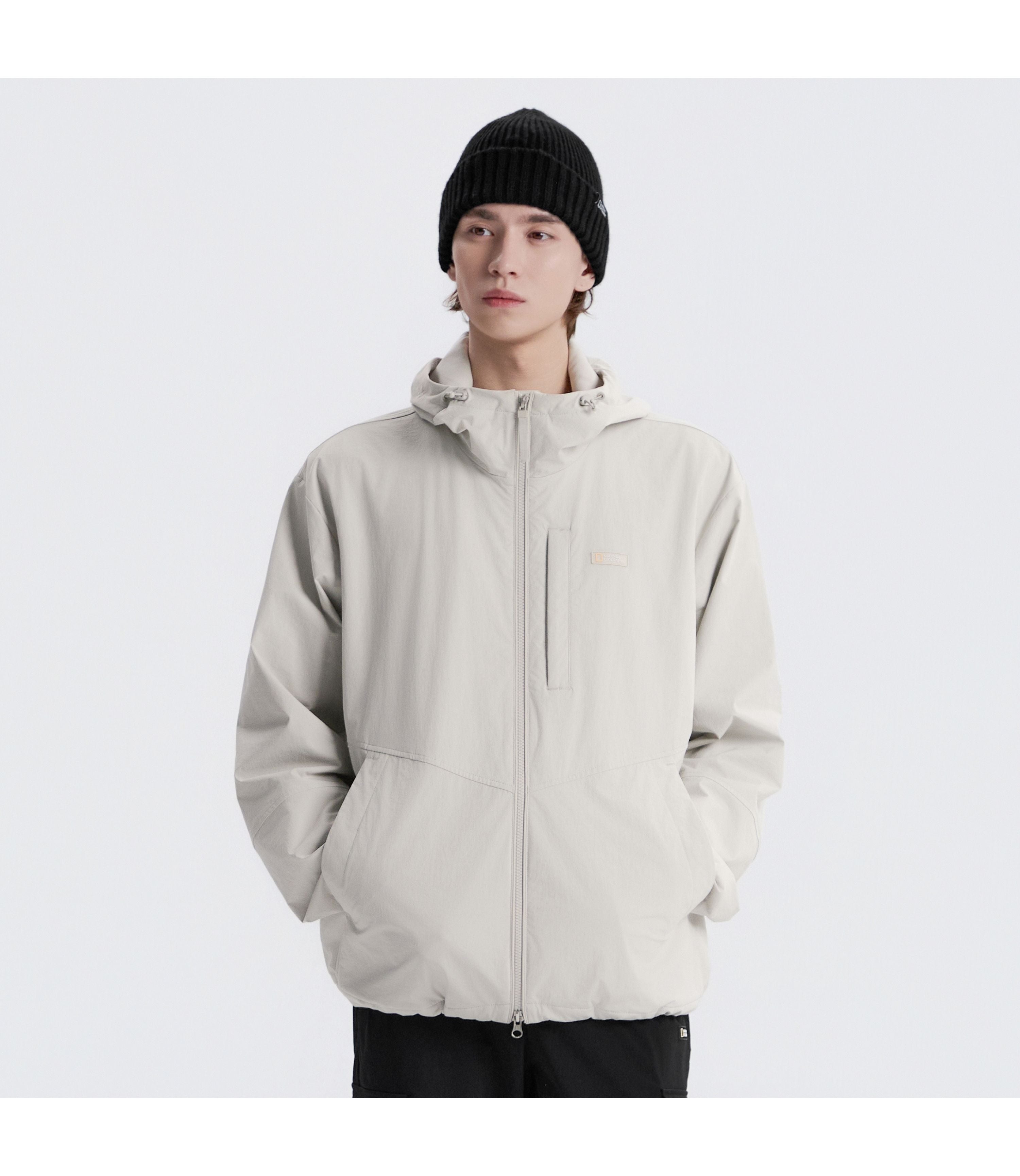 Unisex ARCHELON Woven Stretch Zip-Up Hoodie<br>L/GREY