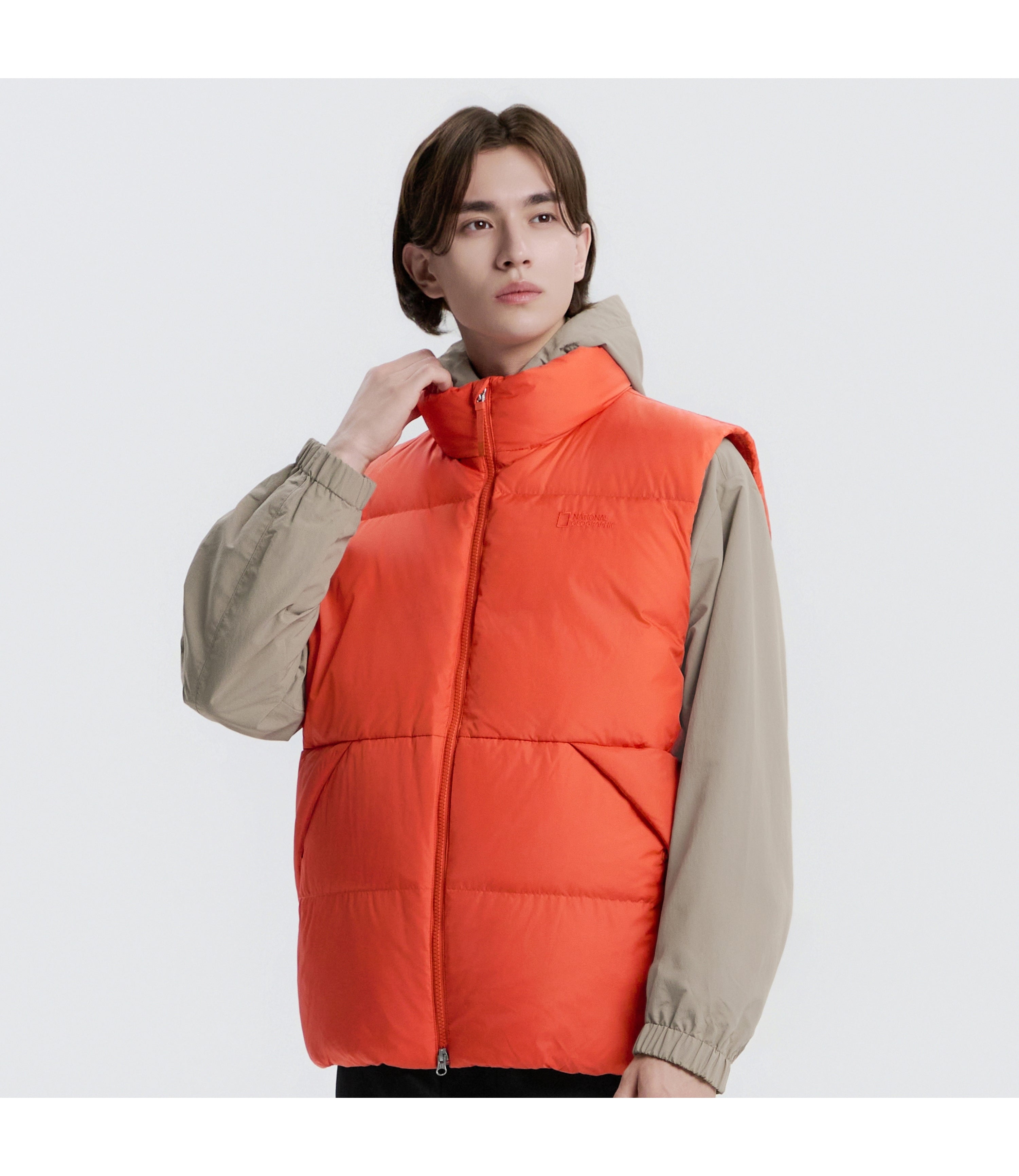 Unisex EIRA High-Neck Goose Down Vest<br>L/ORANGE