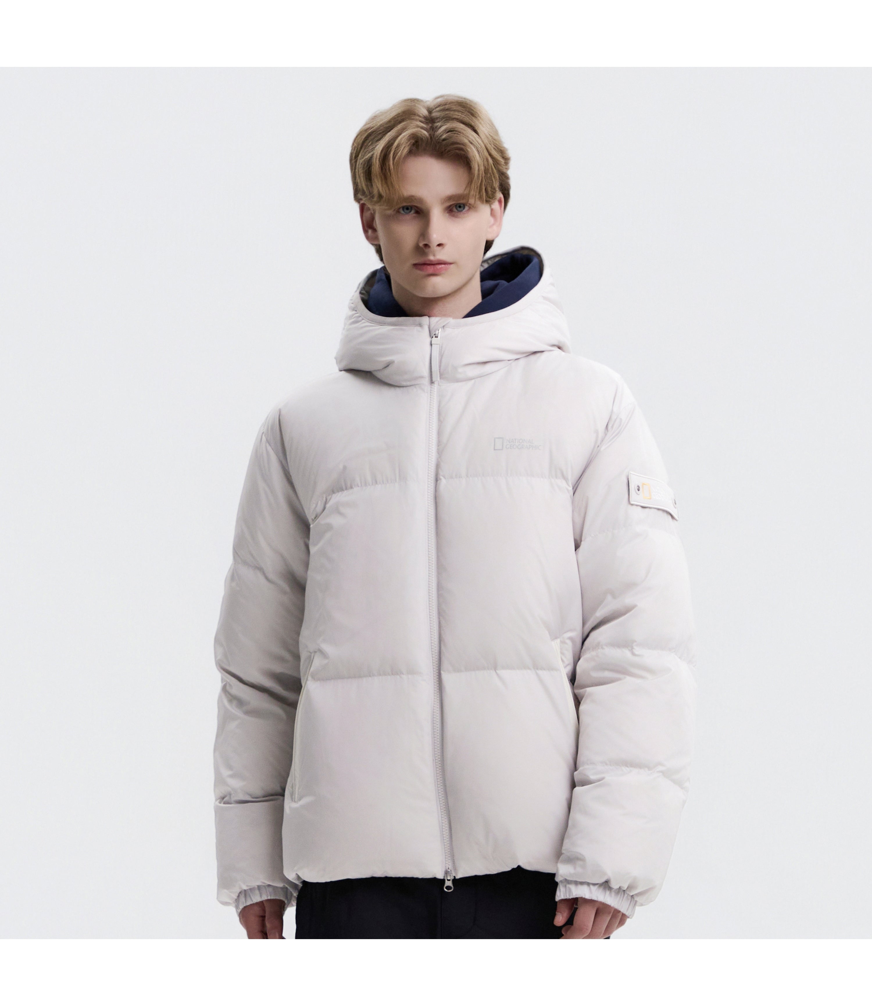 Unisex EIRA Short Length Hooded Goose Down Jumper<br>L/GREY