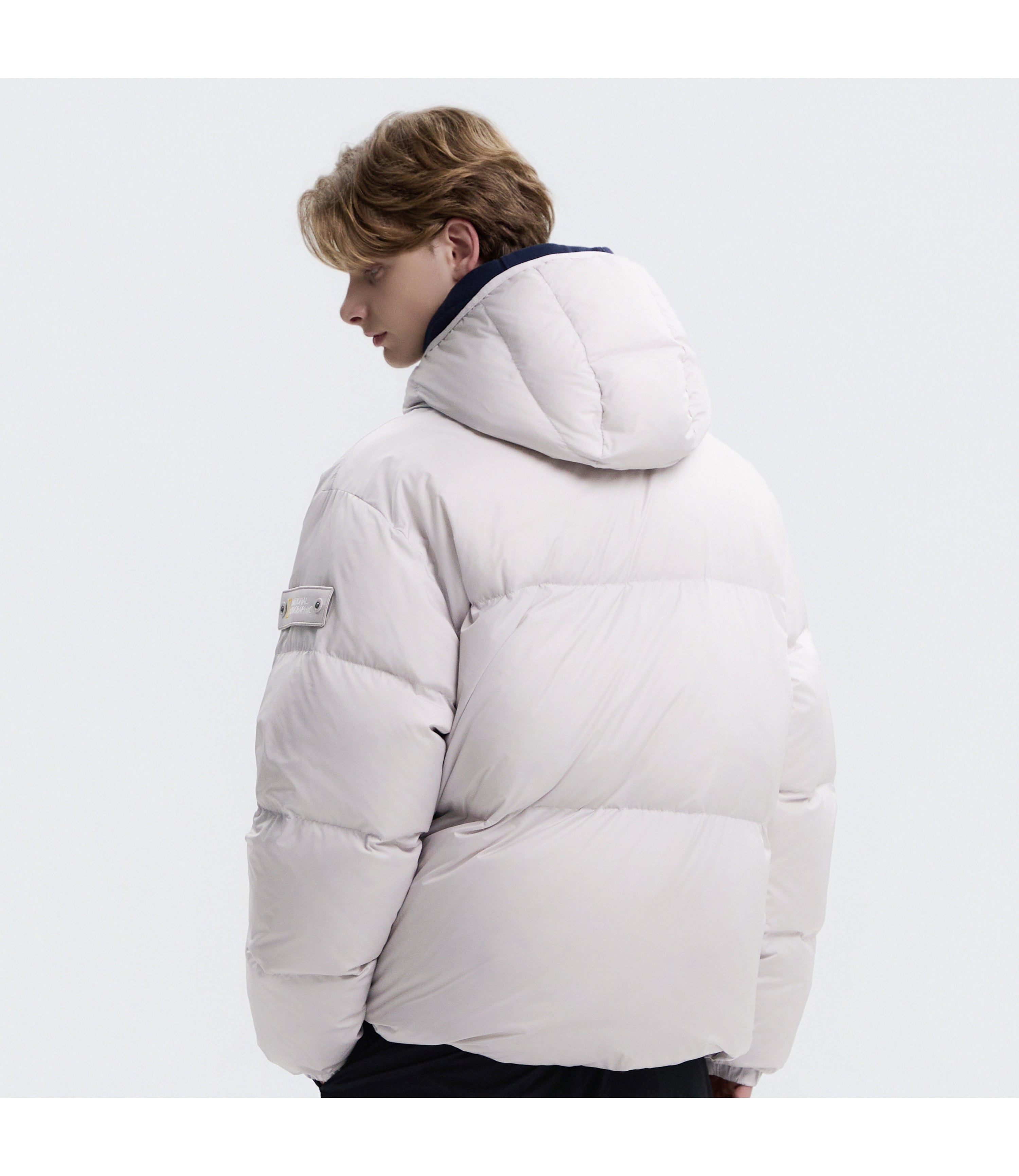 Unisex EIRA Short Length Hooded Goose Down Jumper<br>L/GREY