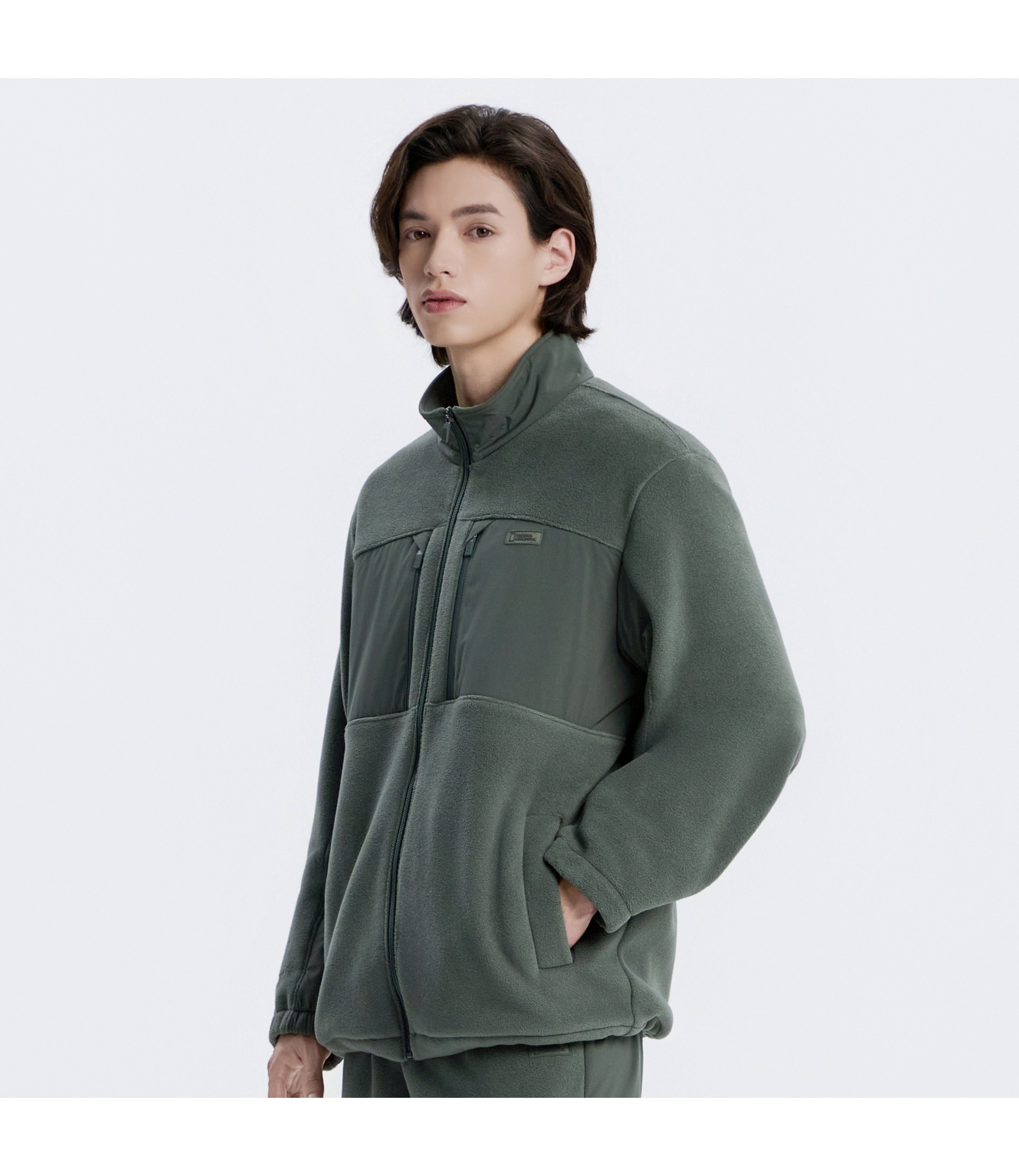 Unisex POLARTEC NAOS Woven Color-Block Full Zip-Up Jacket<br>KHAKI