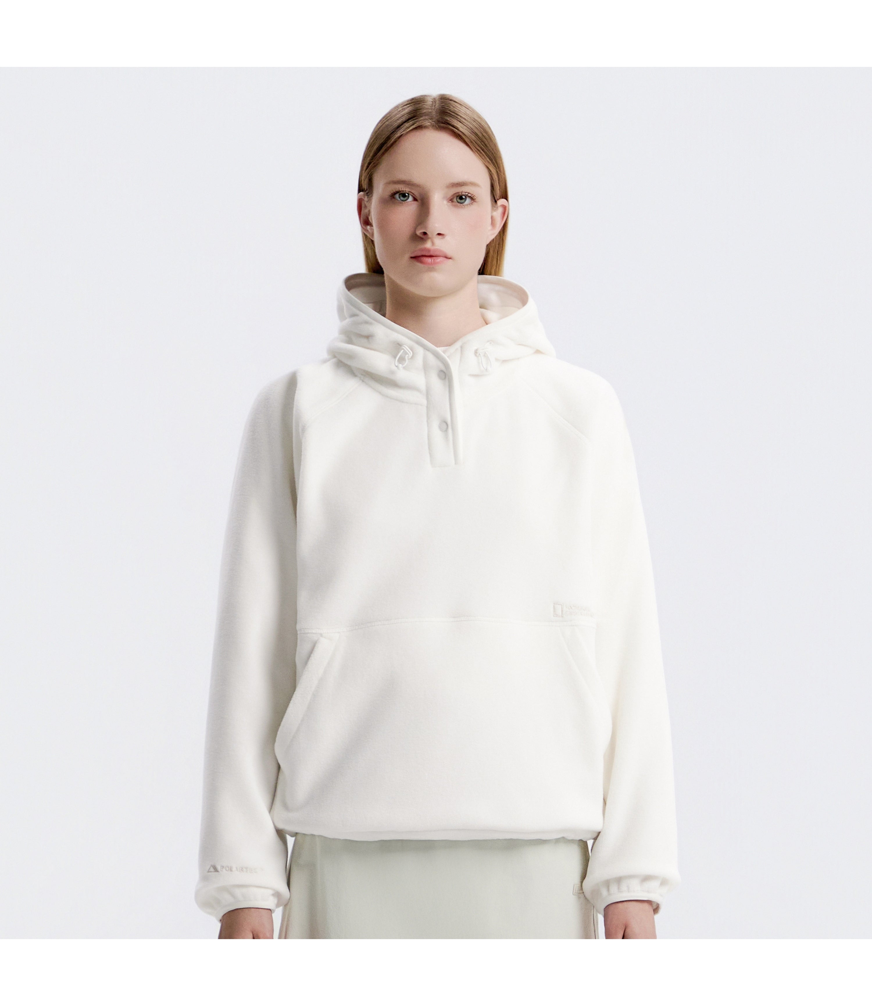 Women's POLARTEC NAOS Fleece Half Zip-Up Hoodie<br>O/WHITE