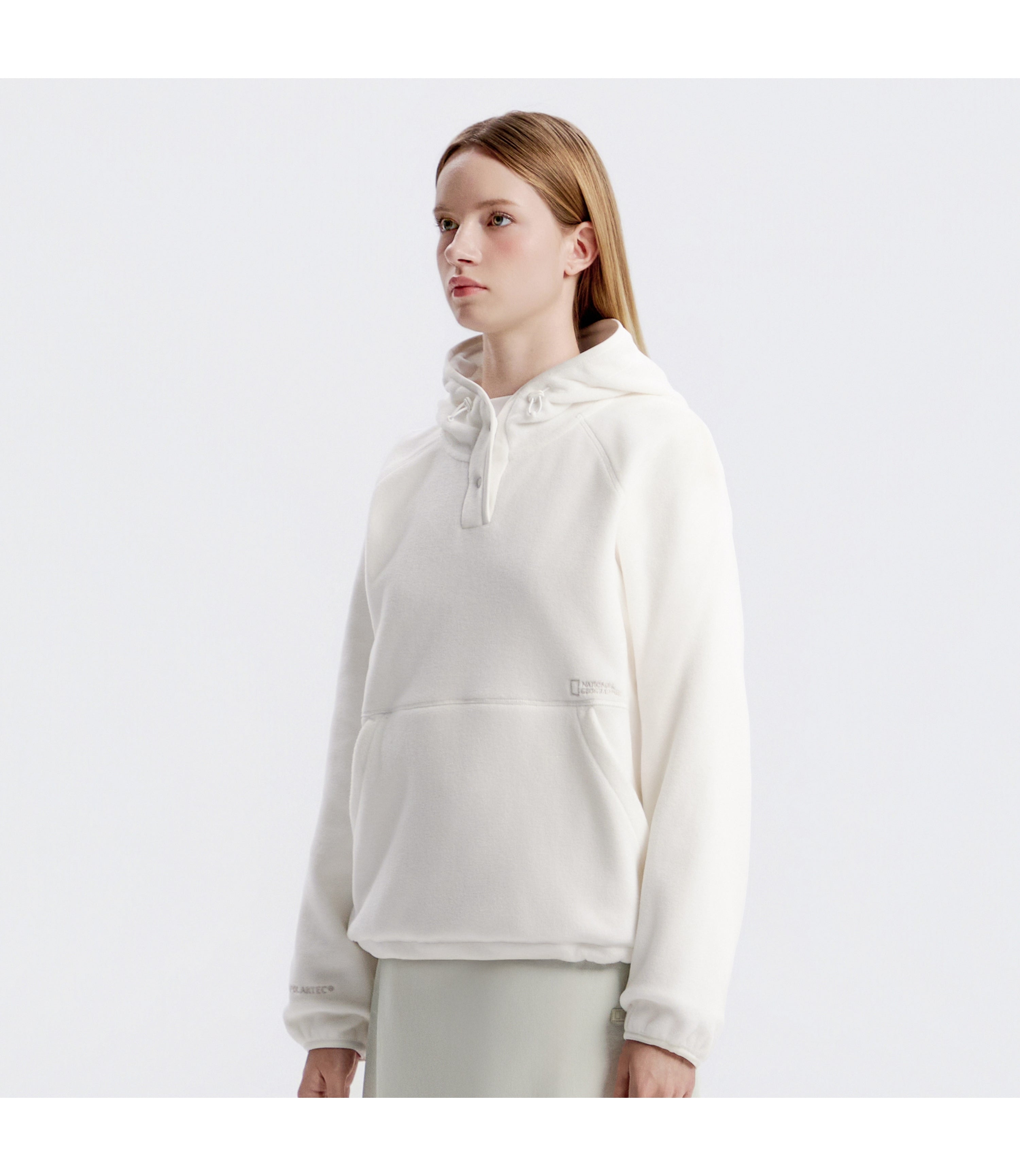 Women's POLARTEC NAOS Fleece Half Zip-Up Hoodie<br>O/WHITE