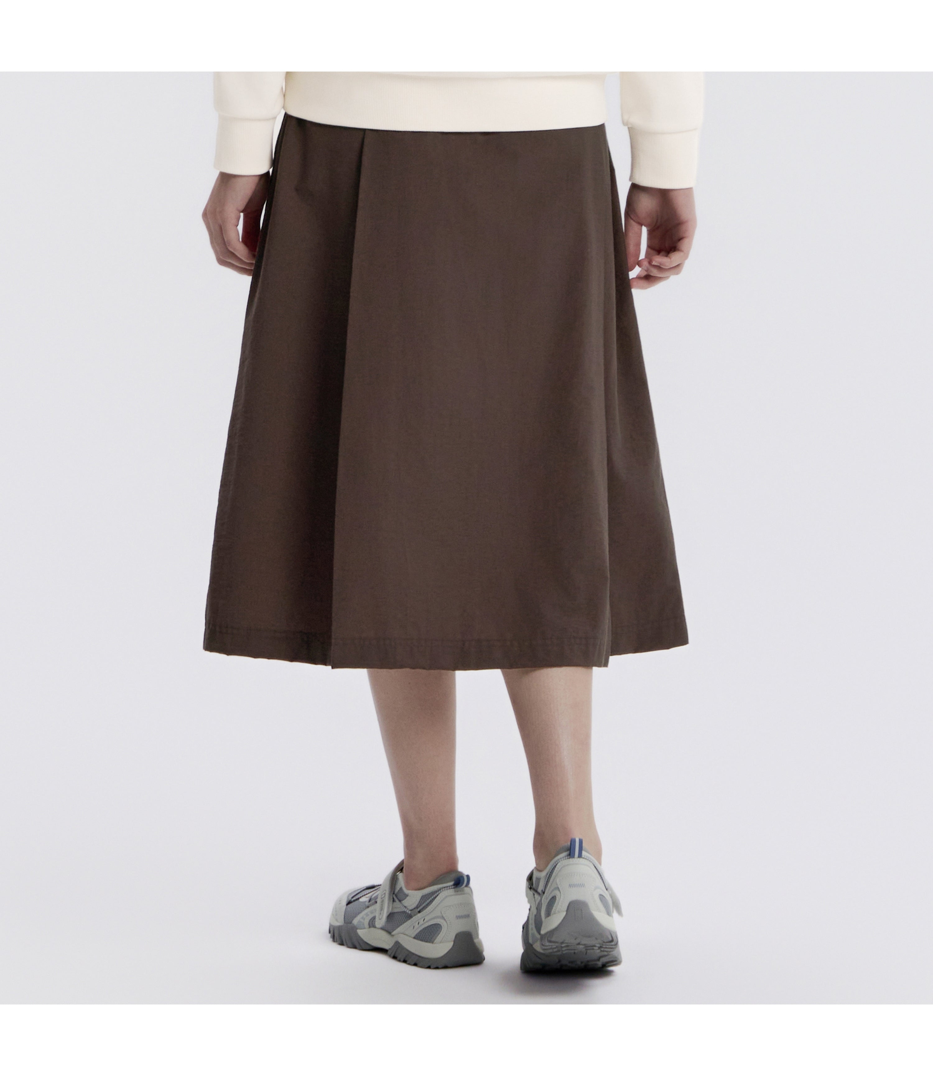 Women's Cotton A-Line Pleated Skirt<br>BROWN