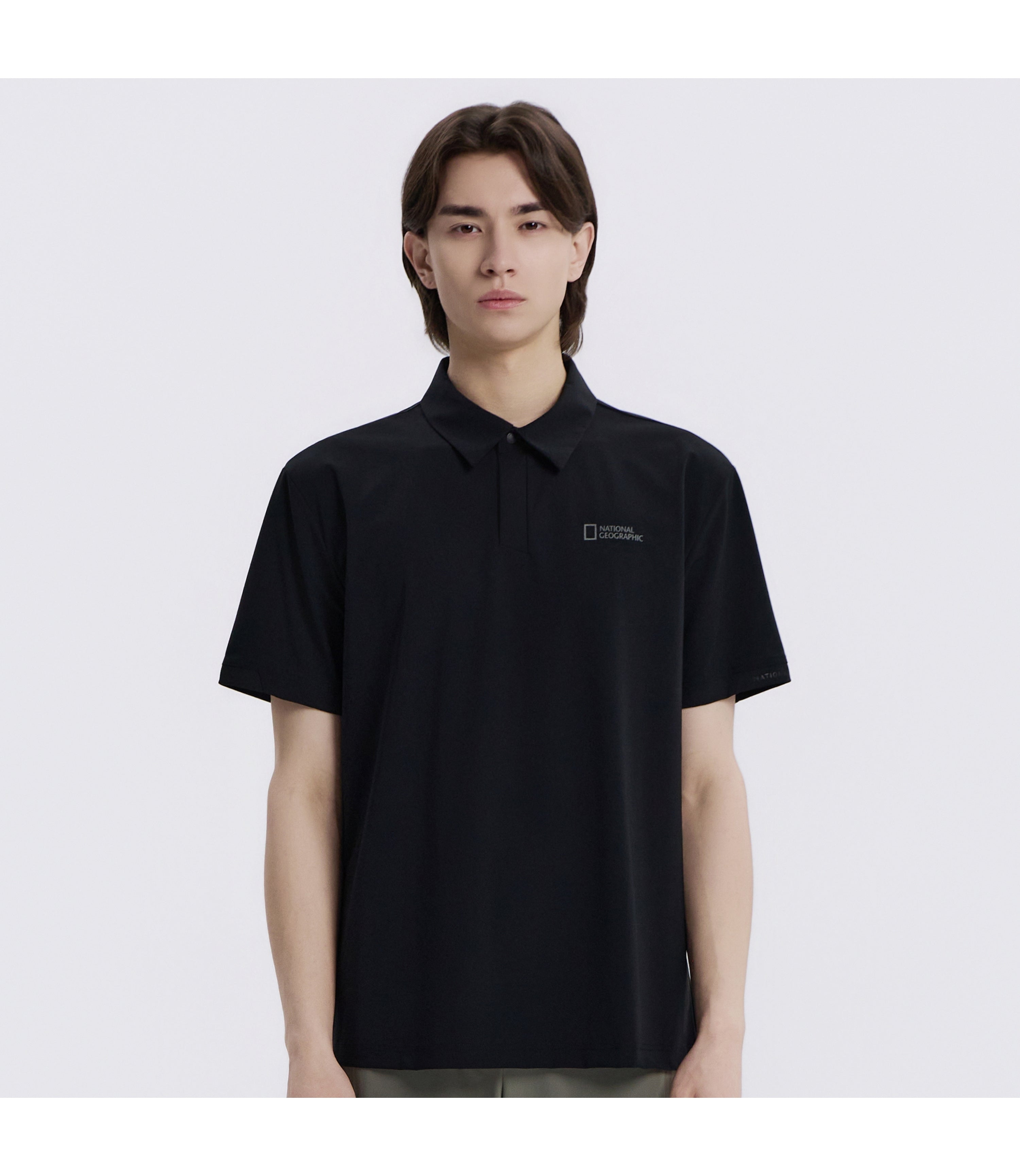 Men's Cooling Stretch Short Sleeve Polo Shirt<br>BLACK