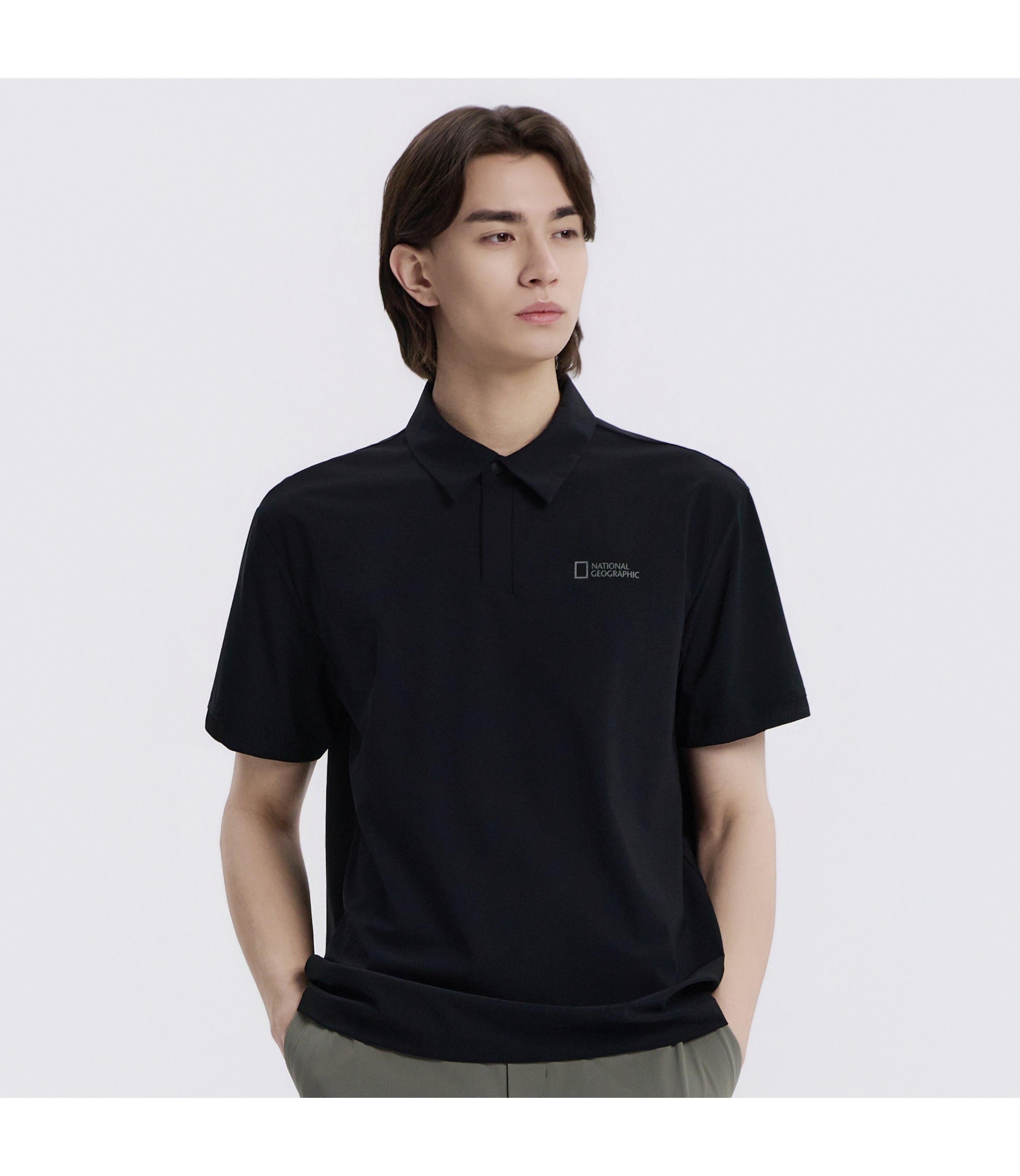 Men's Cooling Stretch Short Sleeve Polo Shirt<br>BLACK