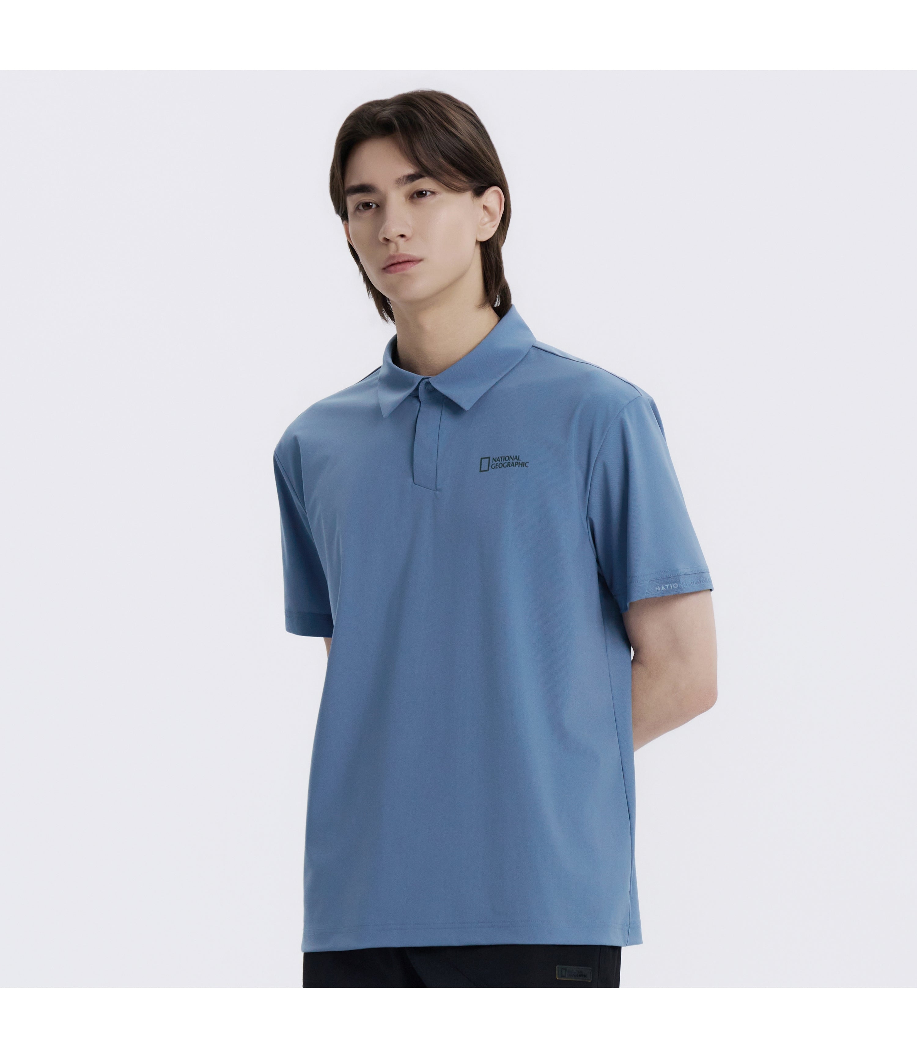 Men's Cooling Stretch Short Sleeve Polo Shirt<br>MIDDLE BLUE