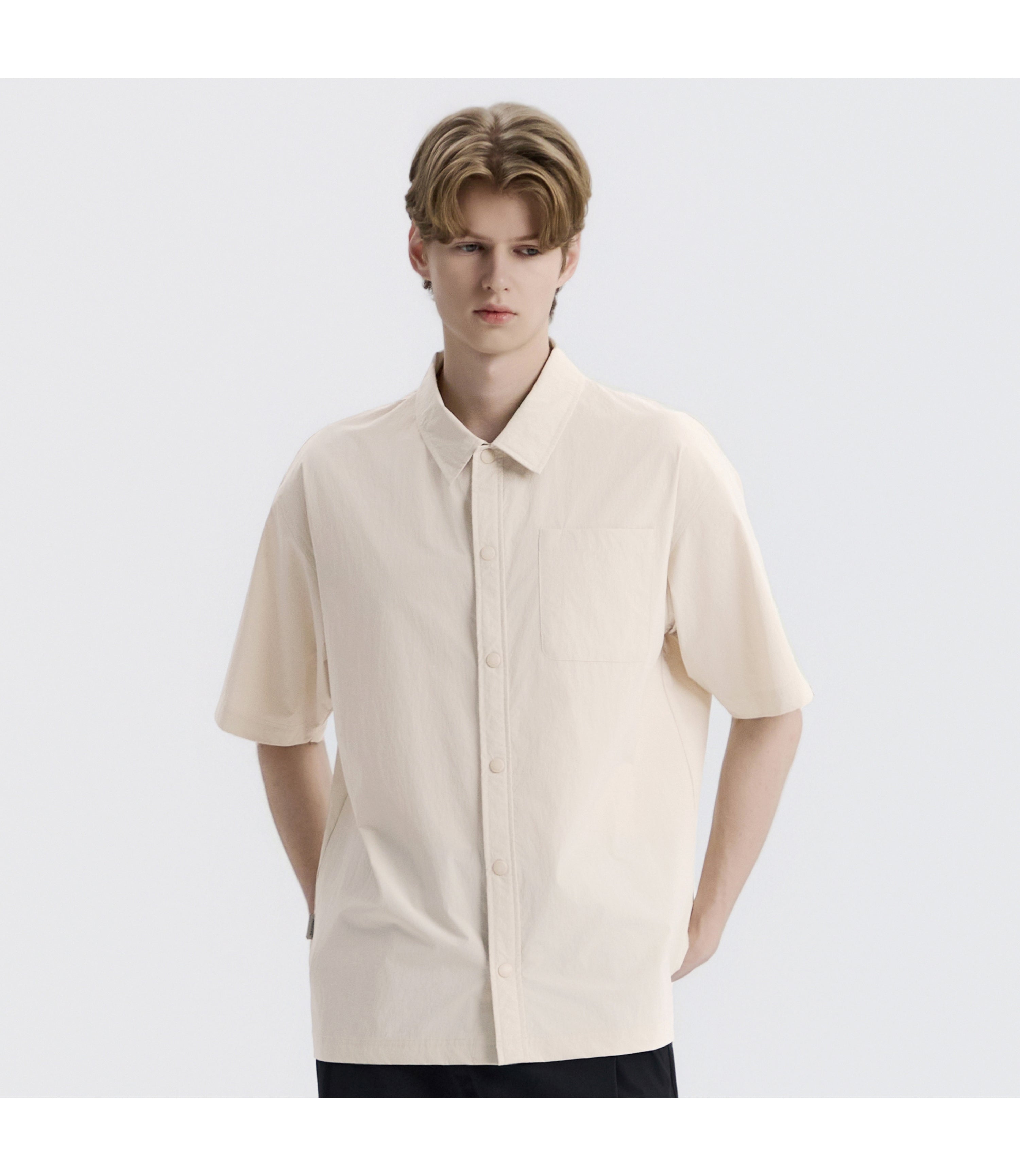 Unisex Freeze Stretch Semi-Overfit Short Sleeve Shirt<br>SILVER BIRCH