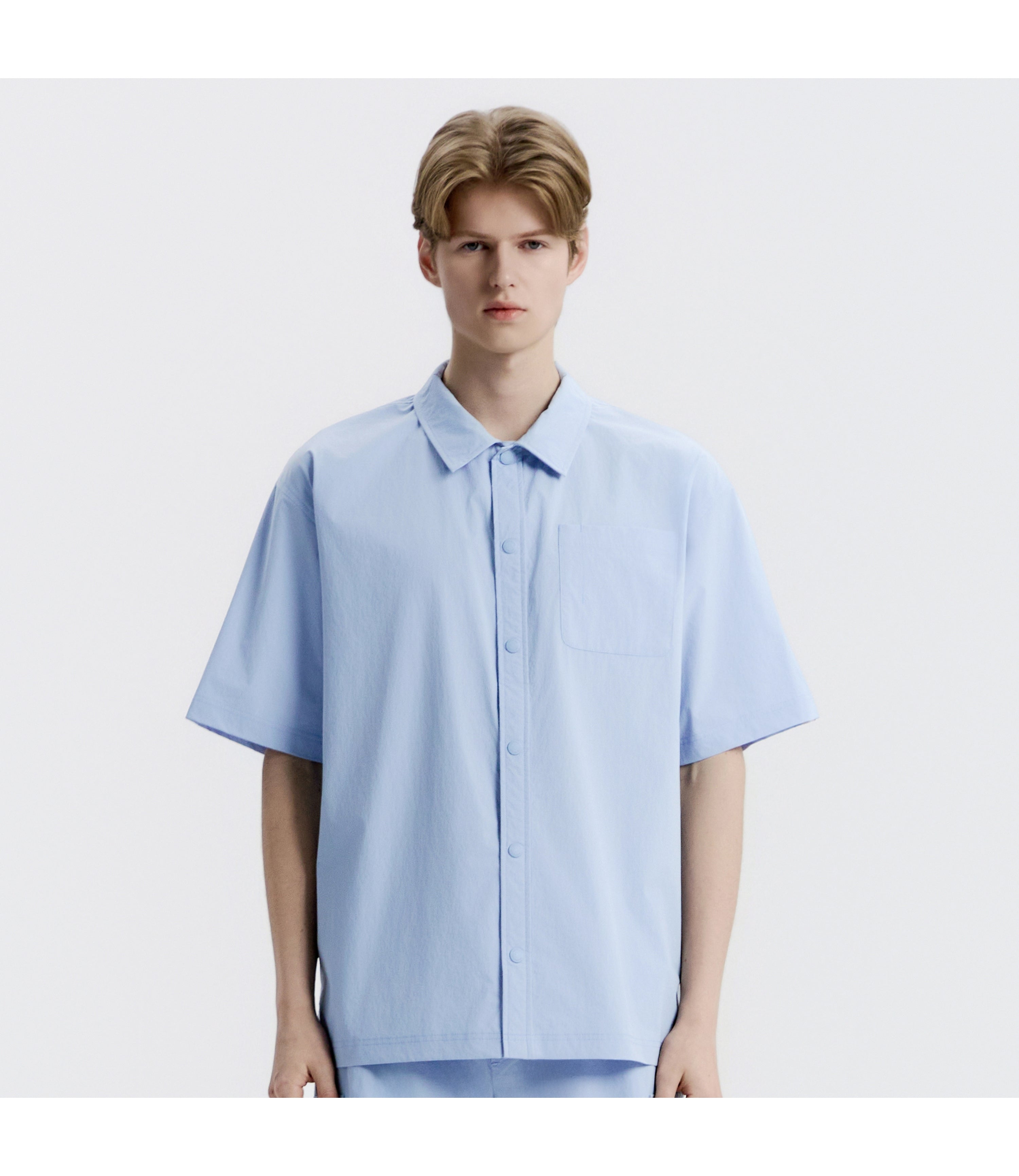 Unisex Freeze Stretch Semi-Overfit Short Sleeve Shirt<br>STORM BLUE