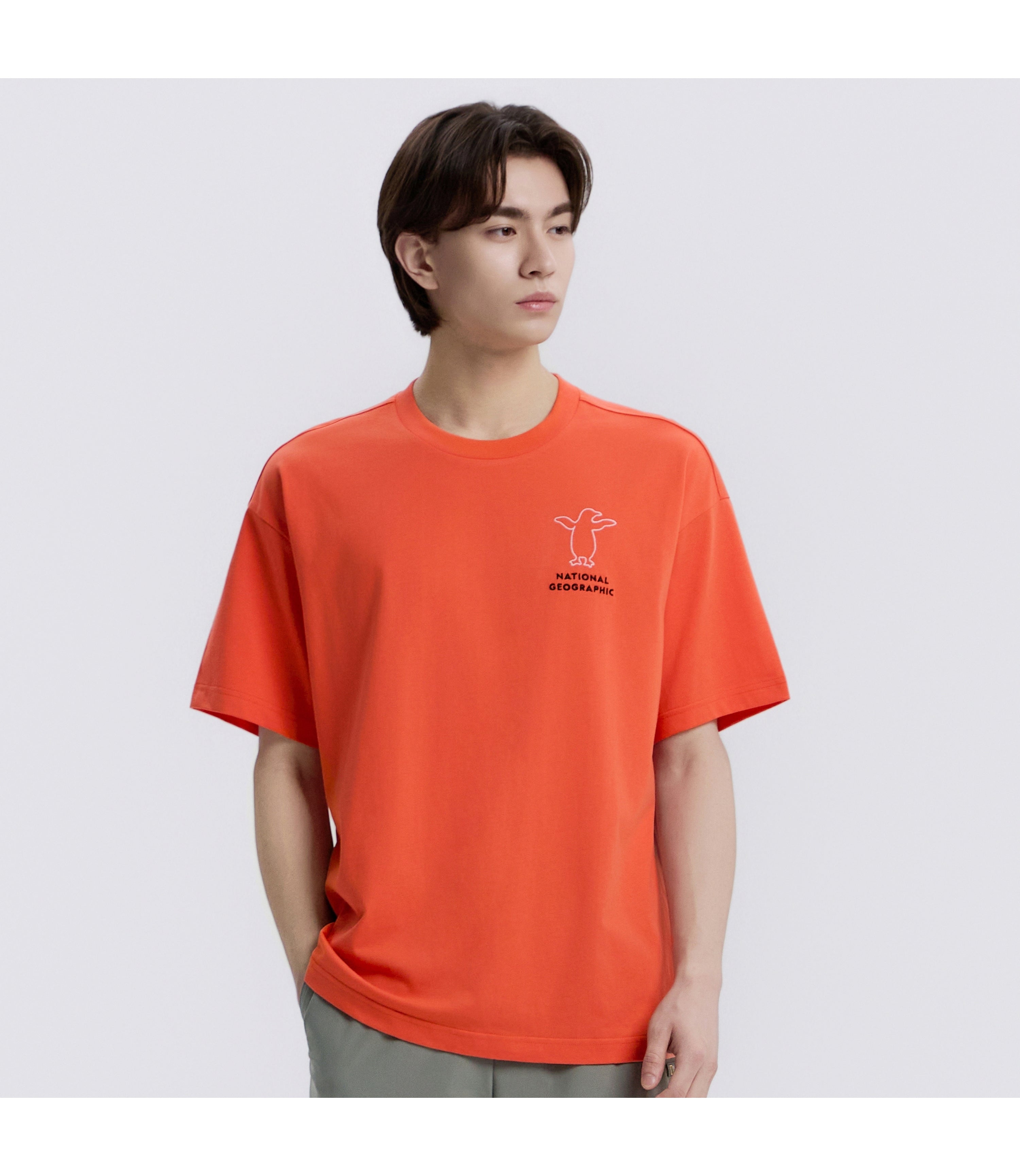 Unisex RATEL Regen Animal Silhouette Graphic Short Sleeve Tee<br>L/ORANGE