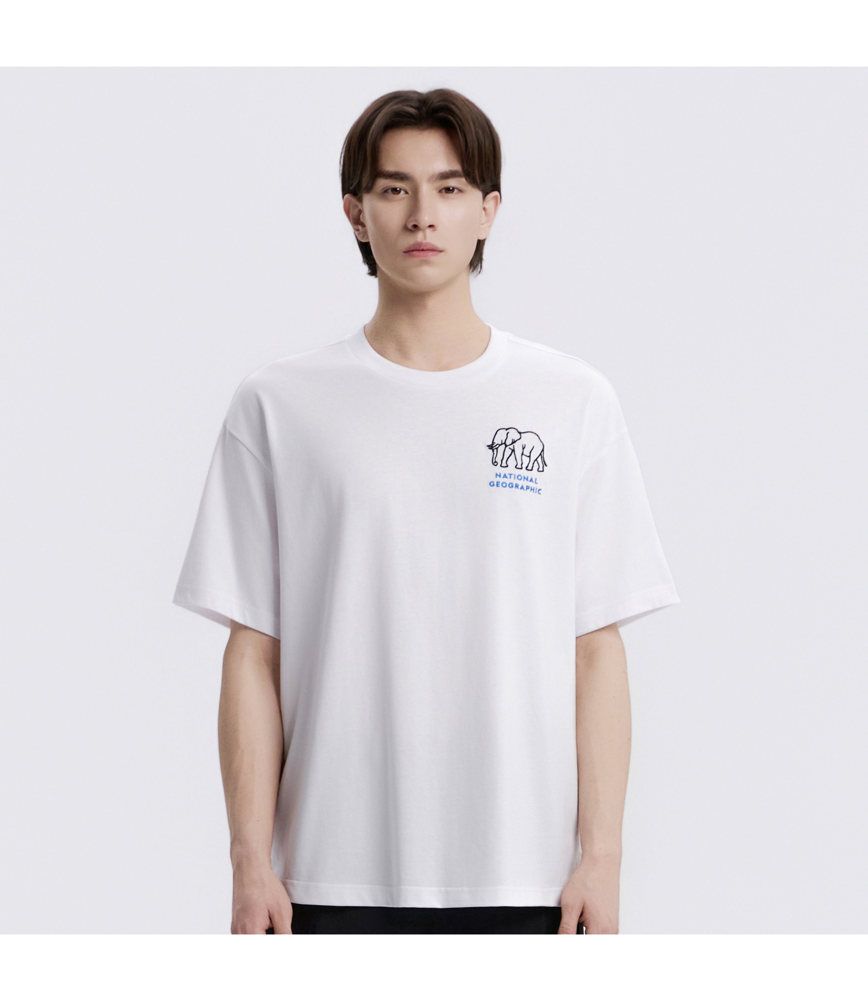 Unisex RATEL Regen Animal Silhouette Graphic Short Sleeve Tee<br>WHITE