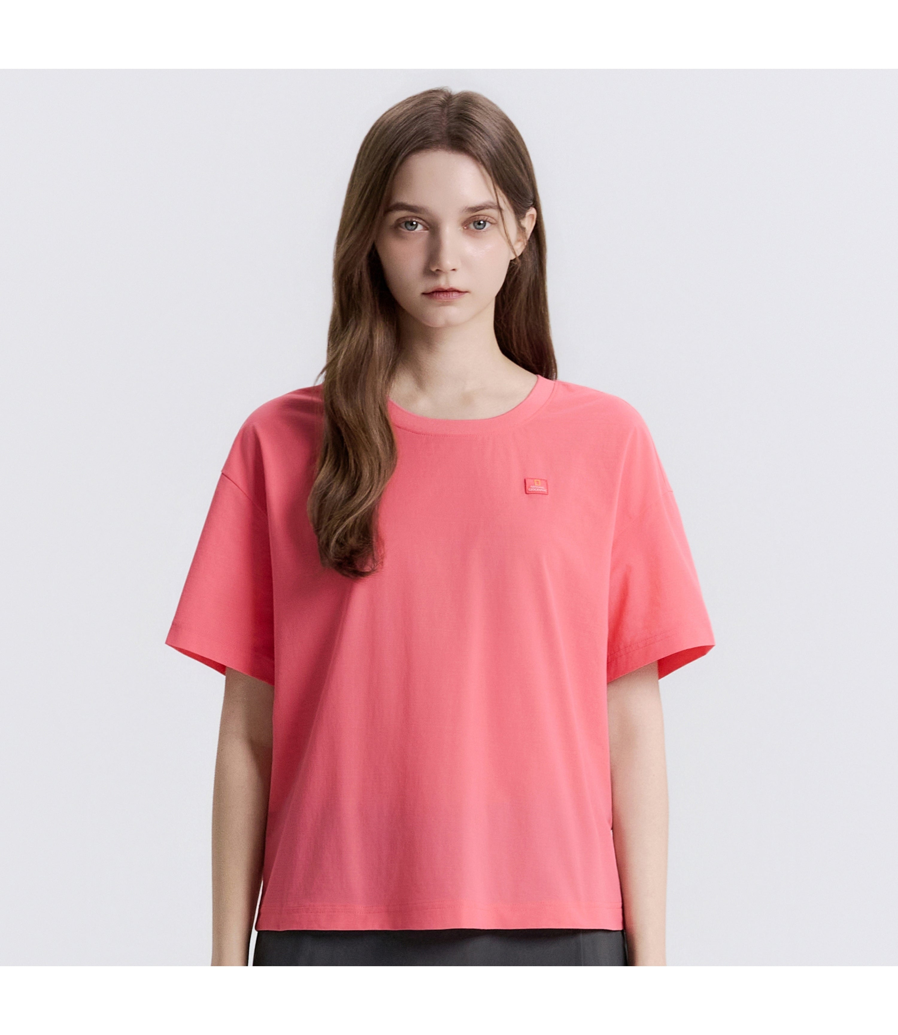 Women's Frozen Air Semi-Crop Short Sleeve Tee<br>CORAL PINK