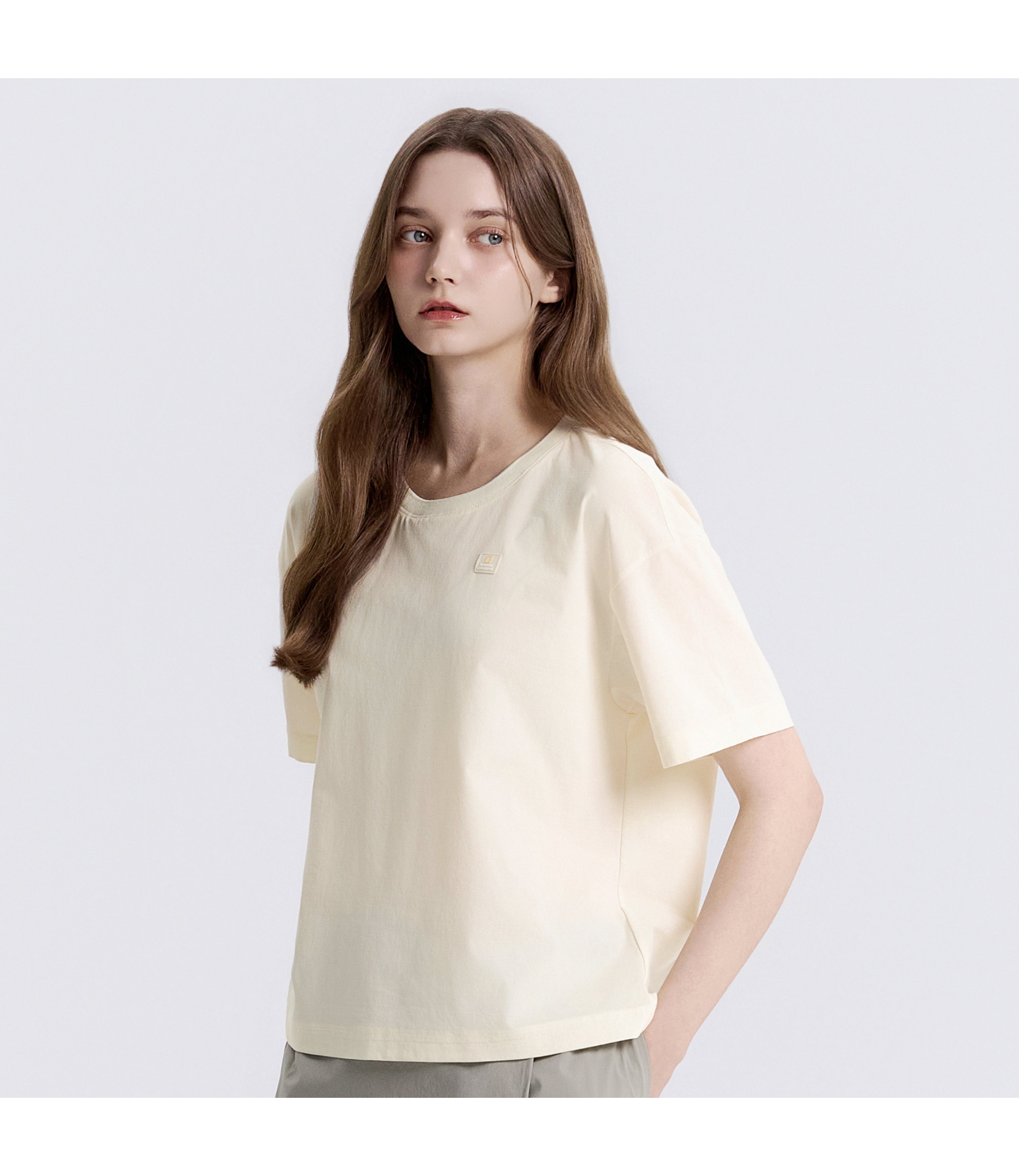 Women's Frozen Air Semi-Crop Short Sleeve Tee<br>IVORY