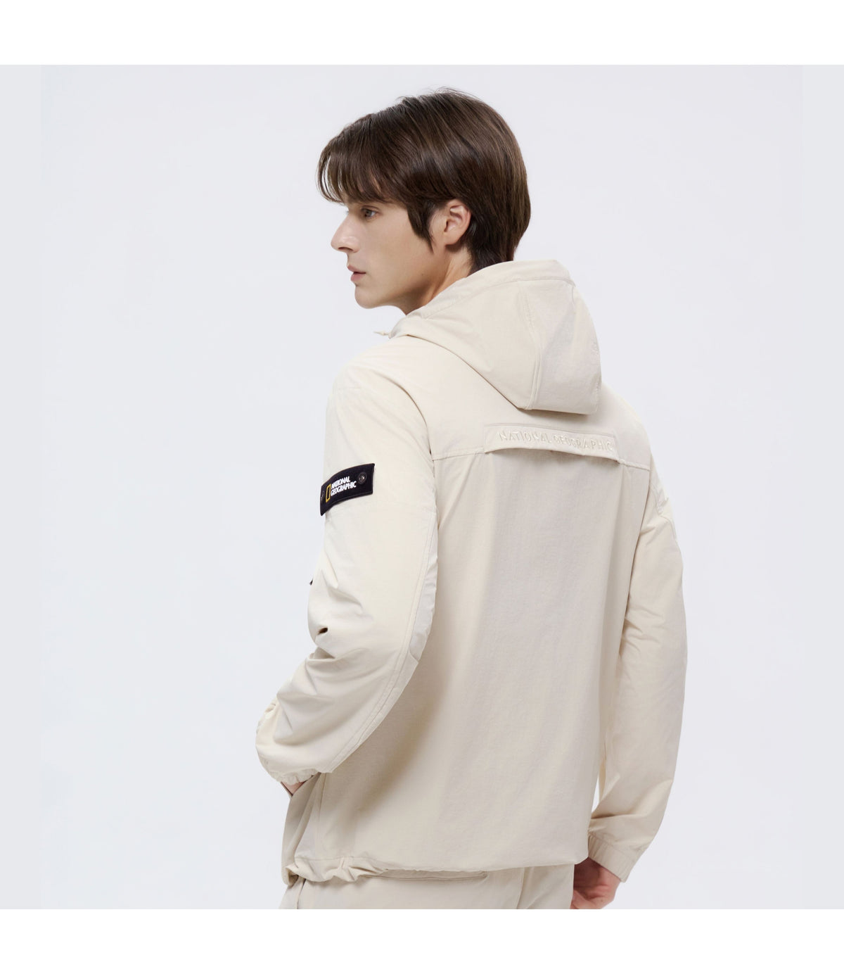 Unisex ARCHELON Woven Stretch Semi-Overfit Hooded Full Zip-Up<br>SILVER BIRCH