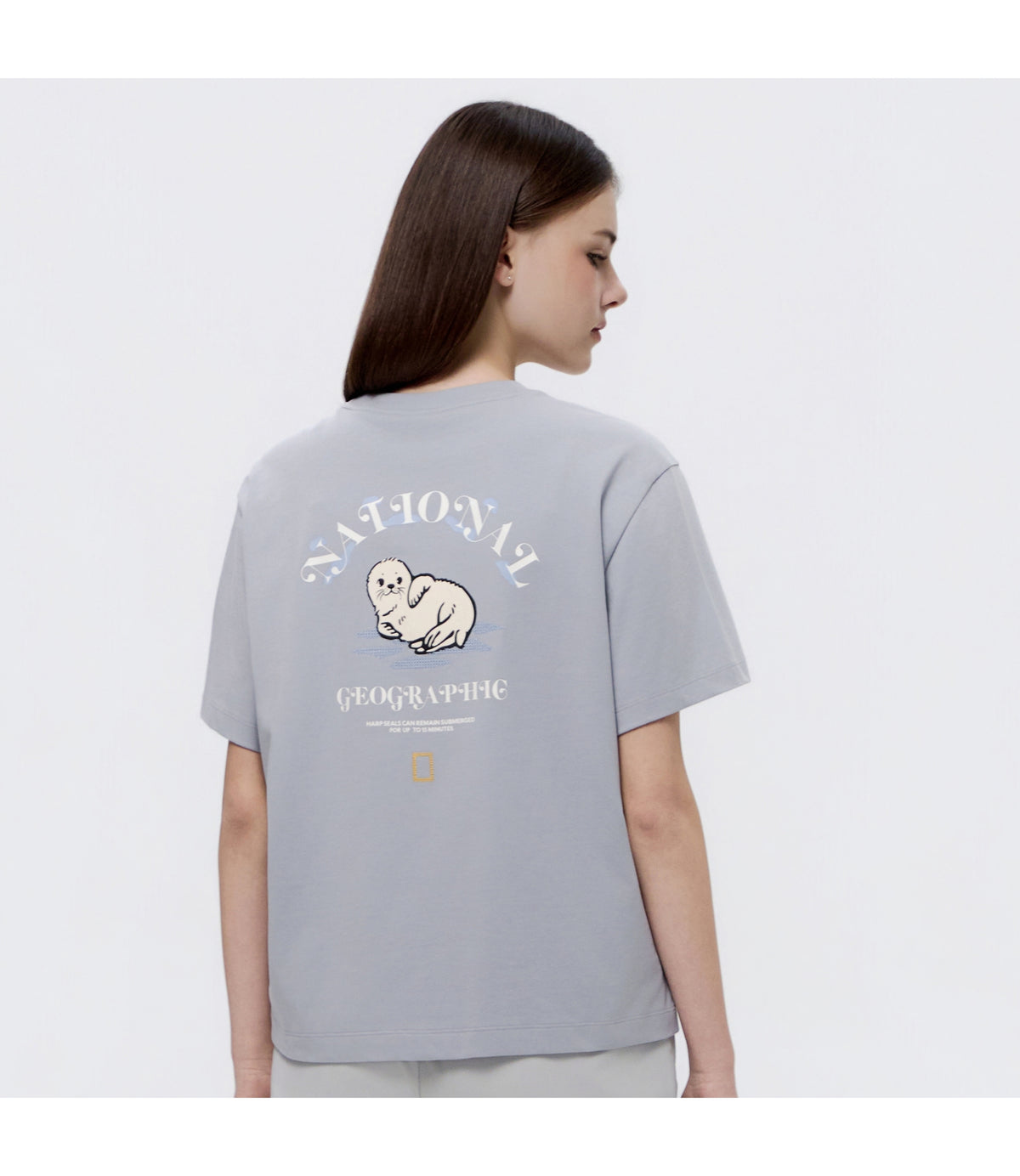 Women's Animal Graphic Point Short Sleeve T-Shirt<br>STONE BLUE