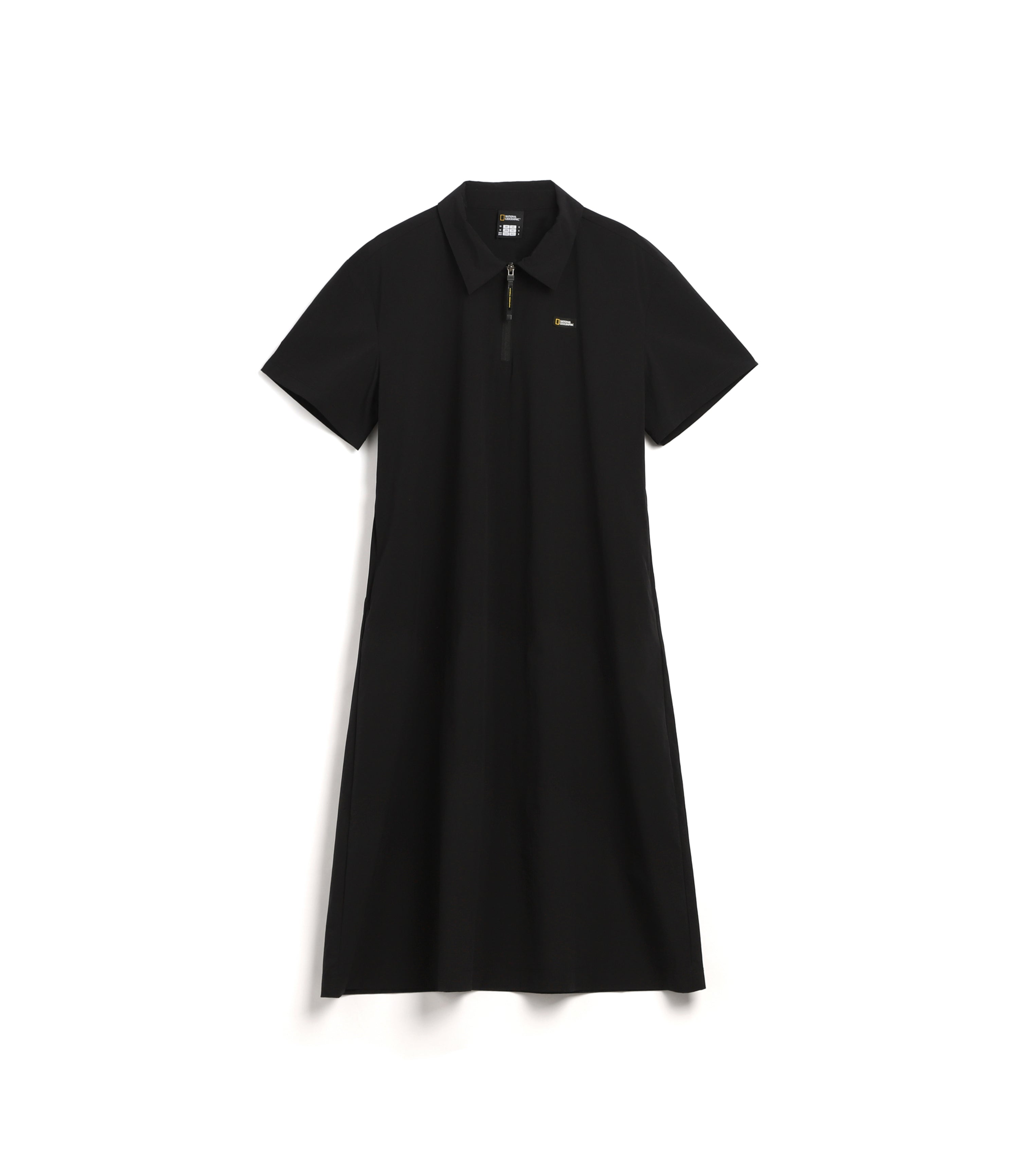 Women's ADELIE Lightweight Woven Stretch Collar Dress<br>CARBON BLACK