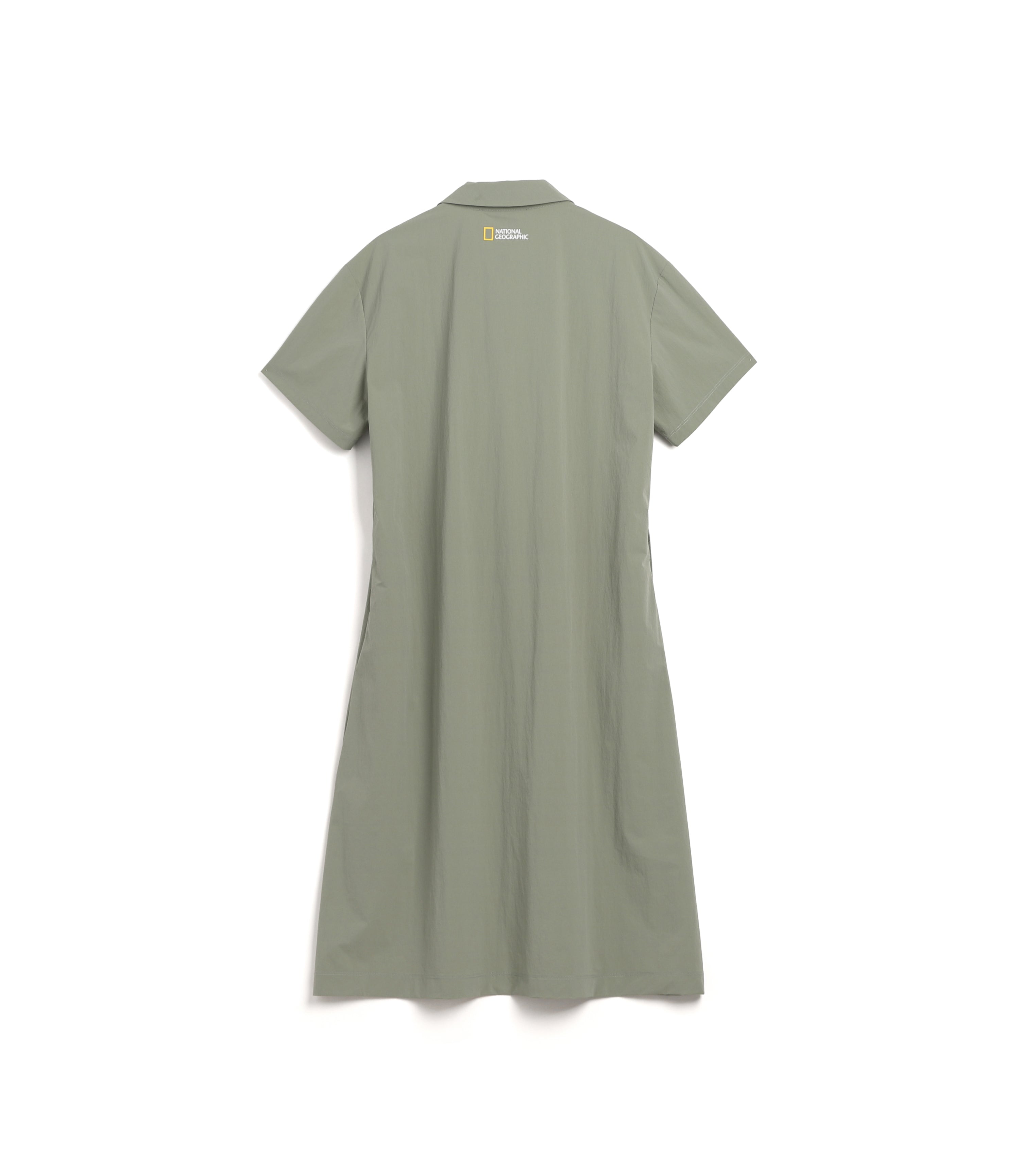 Women’s ADELIE Lightweight Woven Stretch Collar Dress<br>LICHEN KHAKI