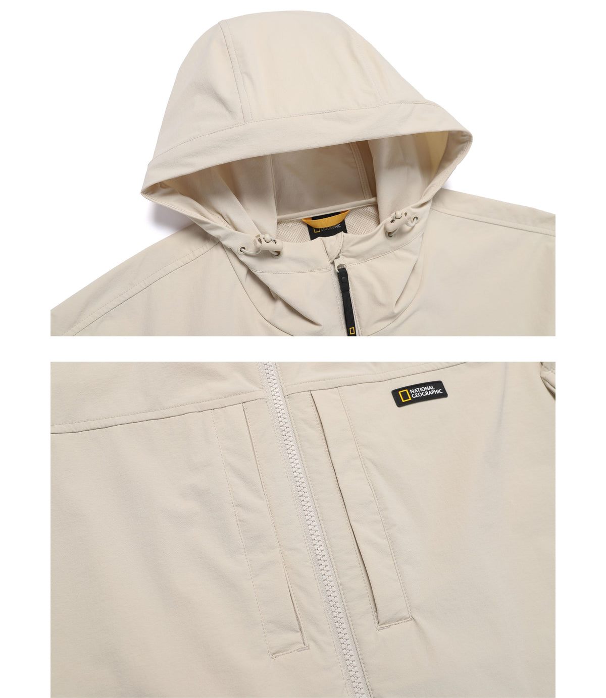 Unisex ARCHELON Woven Stretch Semi-Overfit Hooded Full Zip-Up<br>SILVER BIRCH