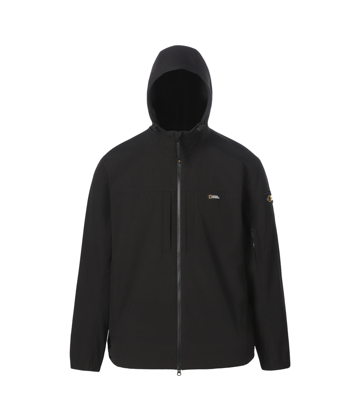 Unisex ARCHELON Woven Stretch Semi-Overfit Hooded Full Zip-Up<br>BLACK