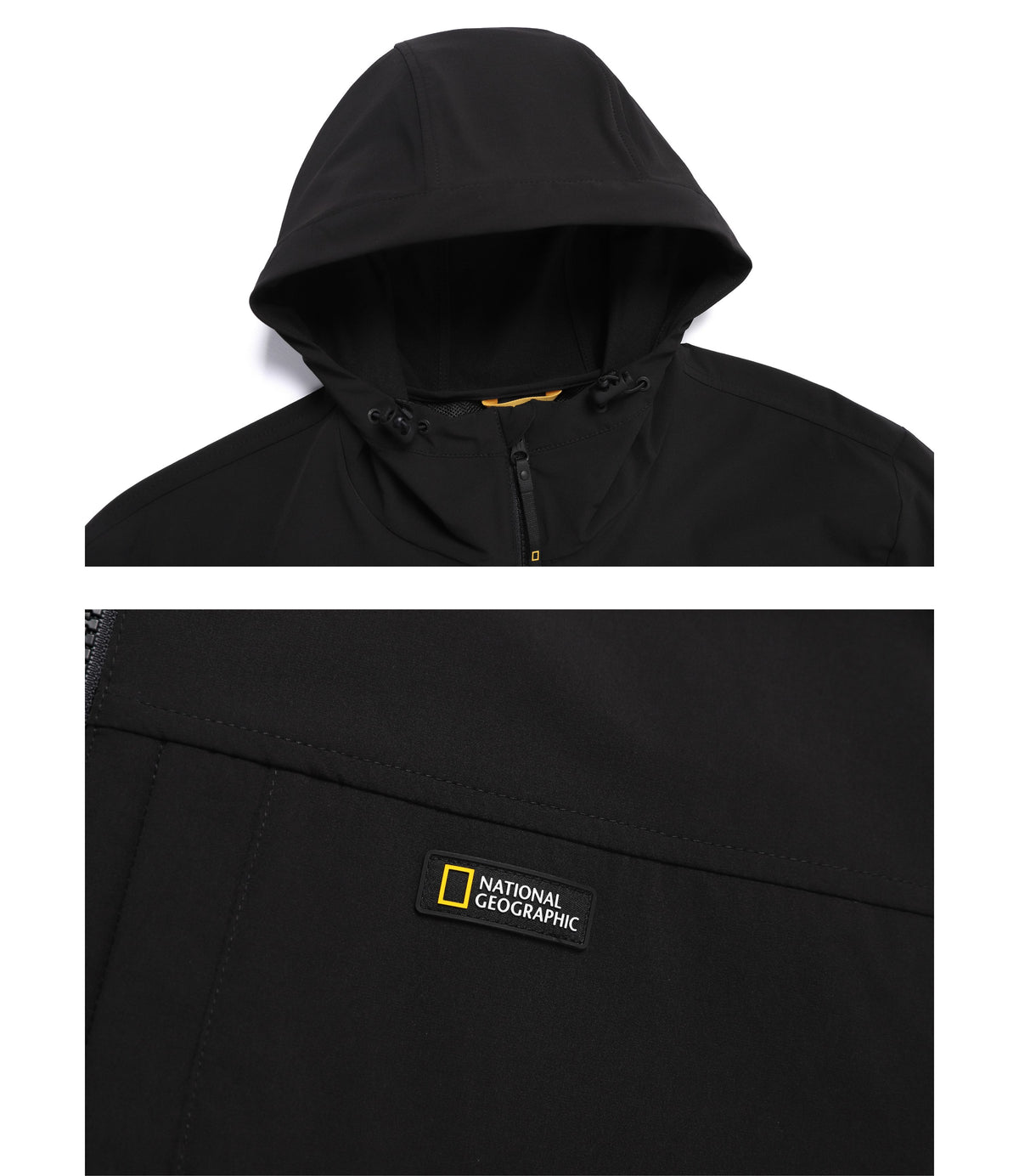 Unisex ARCHELON Woven Stretch Semi-Overfit Hooded Full Zip-Up<br>BLACK