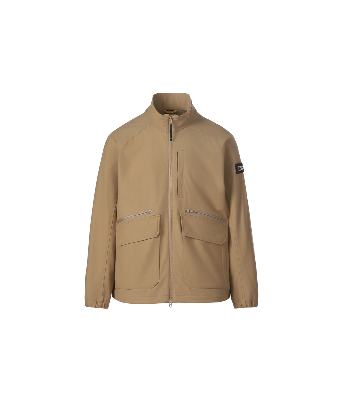 Unisex Cotton-Touch Woven Stretch Semi-Overfit Stand-Neck Jacket<br>NEW BEIGE