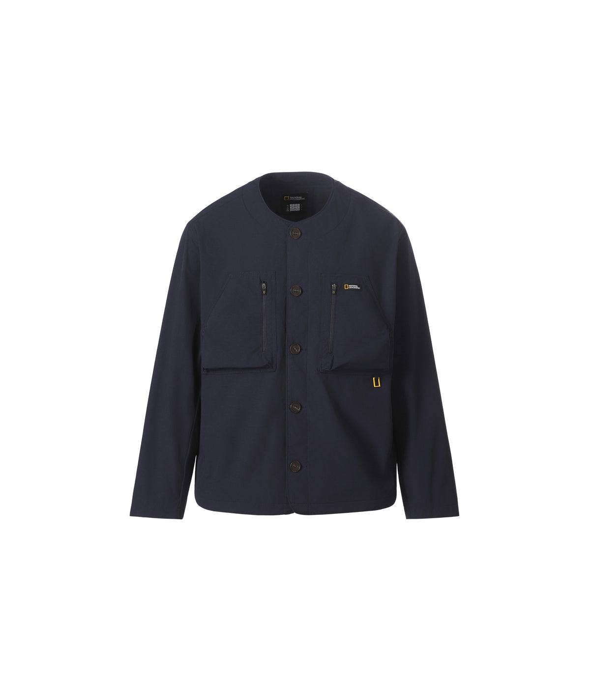 Men's Round Neck Button-Down Jacket<br>D/NAVY