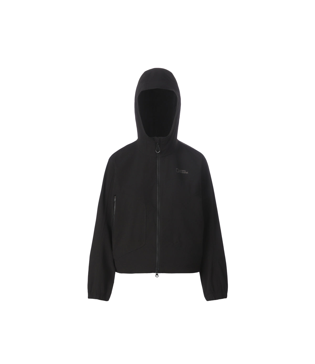 Women's ARCHELON Woven Hooded Zip-Up Pocket Jacket<br>BLACK