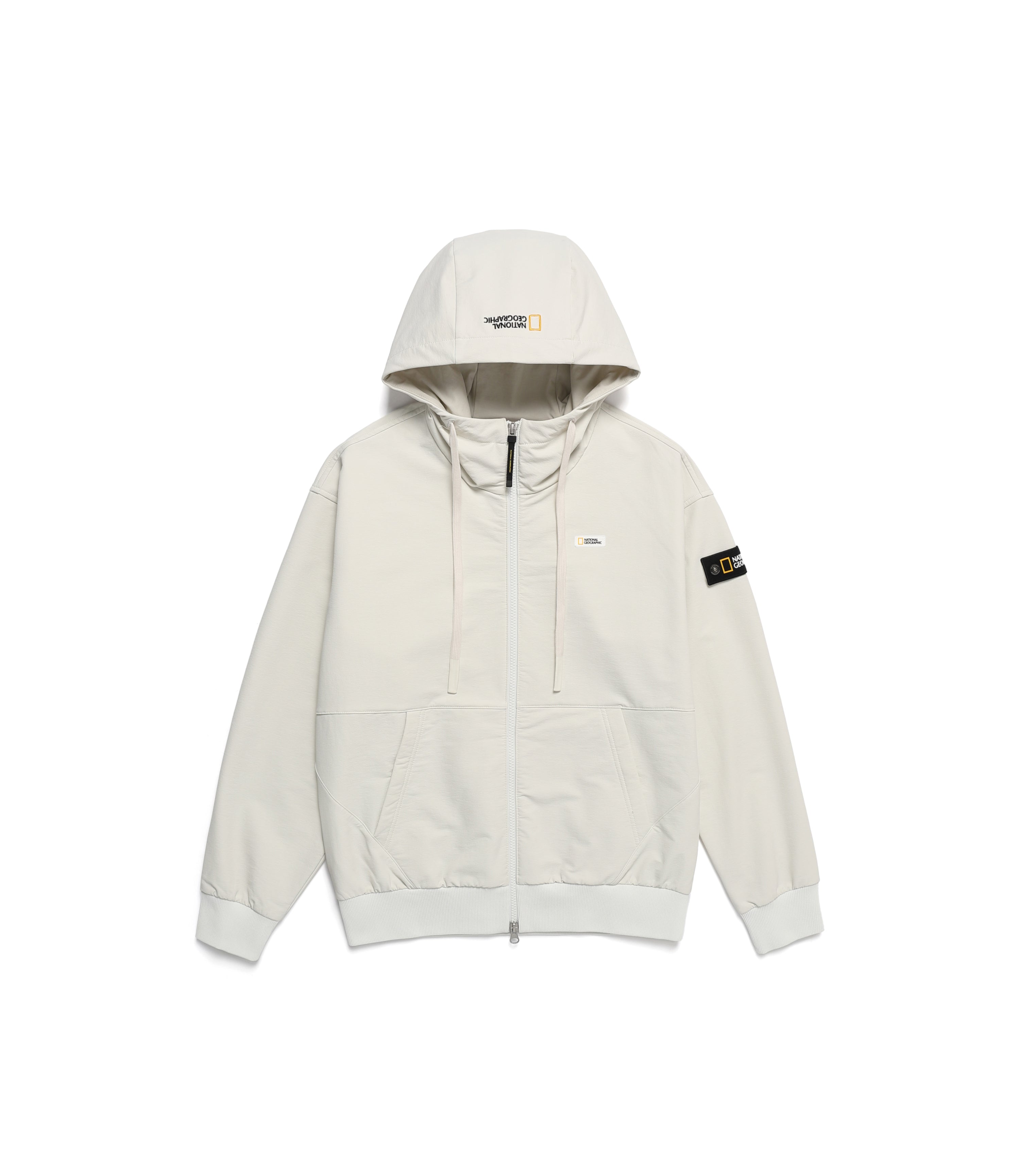 Unisex ARCHELON Brushed Woven Zip-Up Hoodie<br>L/BEIGE