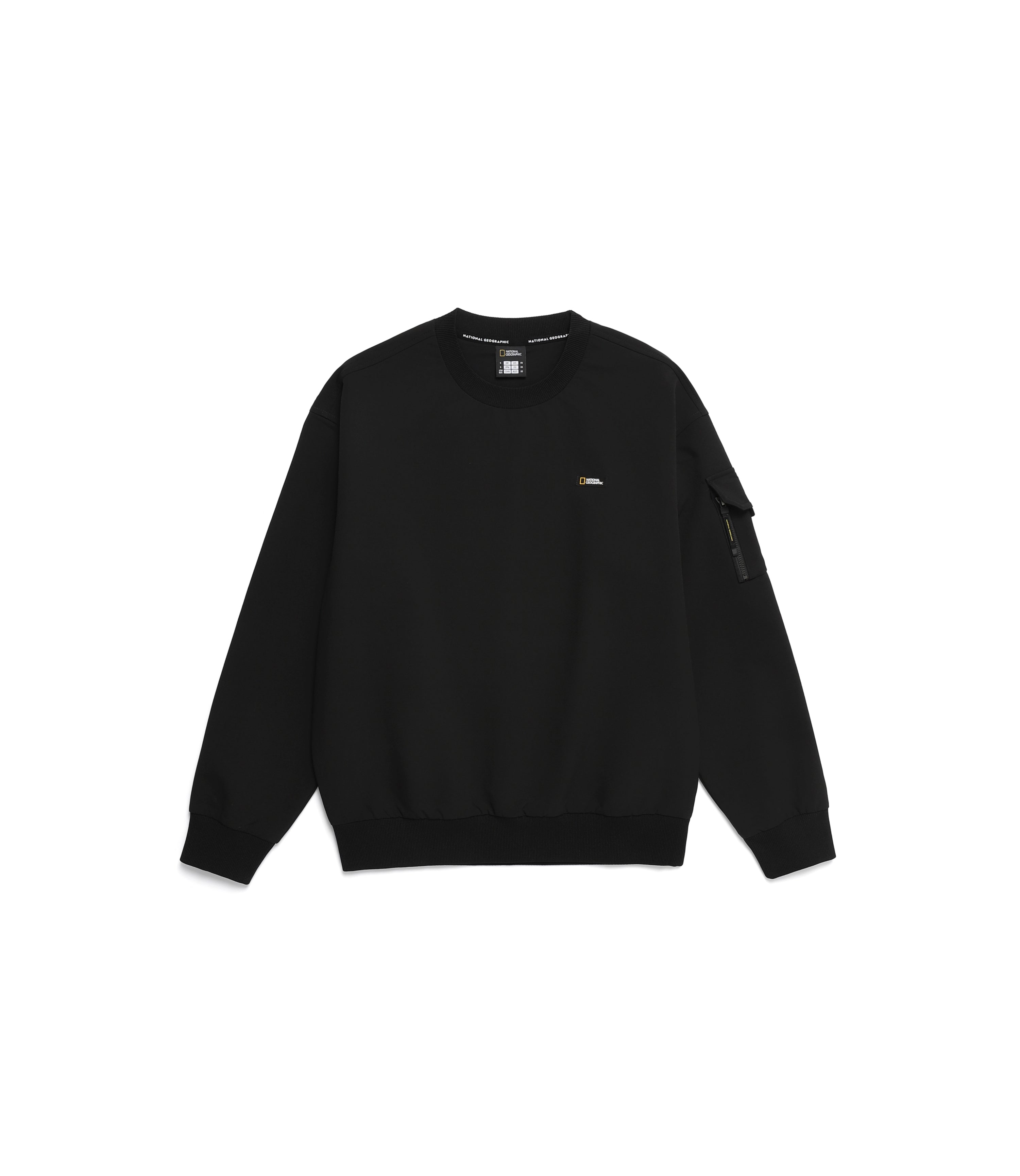 Unisex ARCHELON Brushed Woven Pocket Sleeve Sweatshirt<br>CARBON BLACK