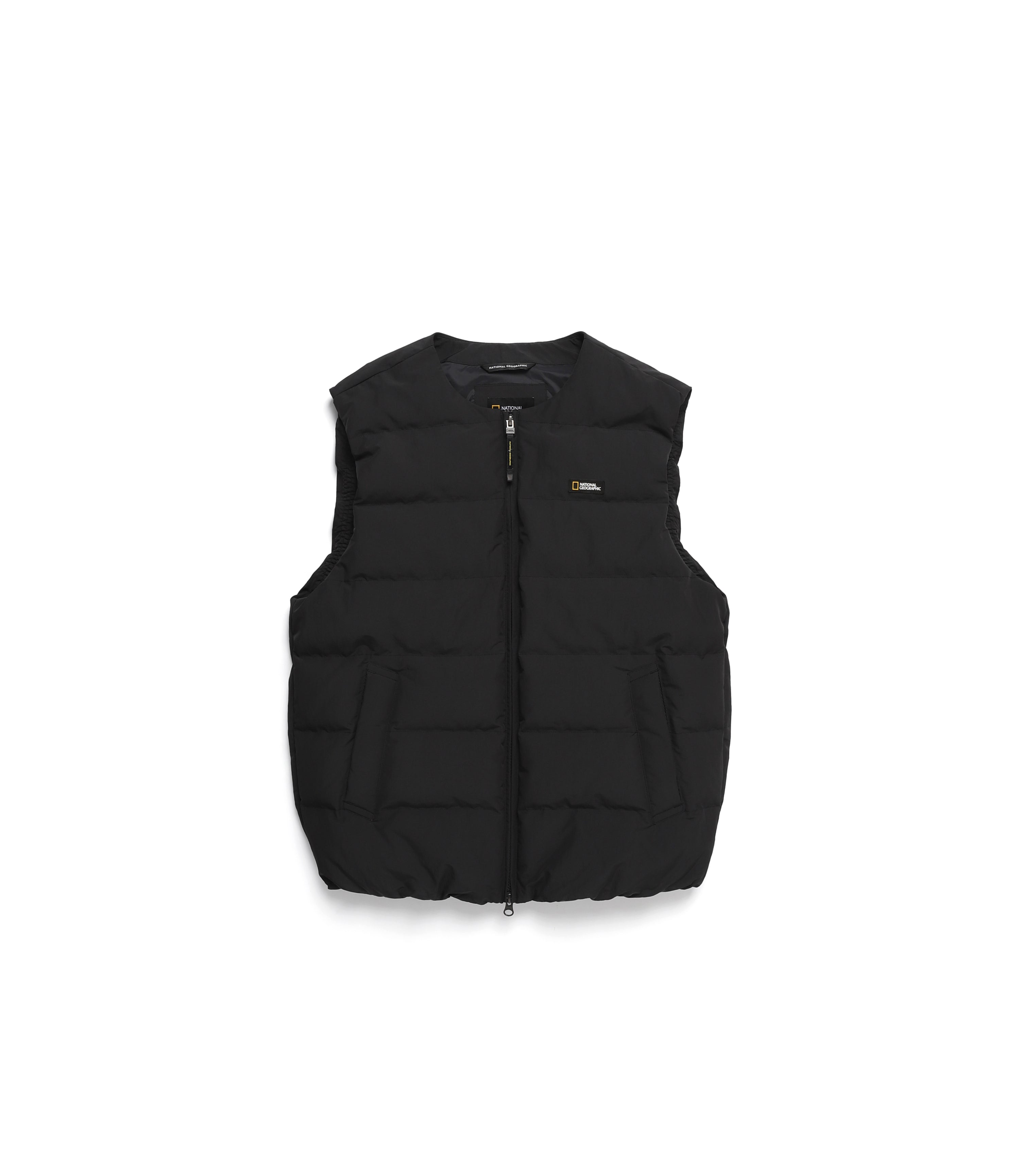 Unisex Heron U-Neck Light Goose Down Vest<br>CARBON BLACK