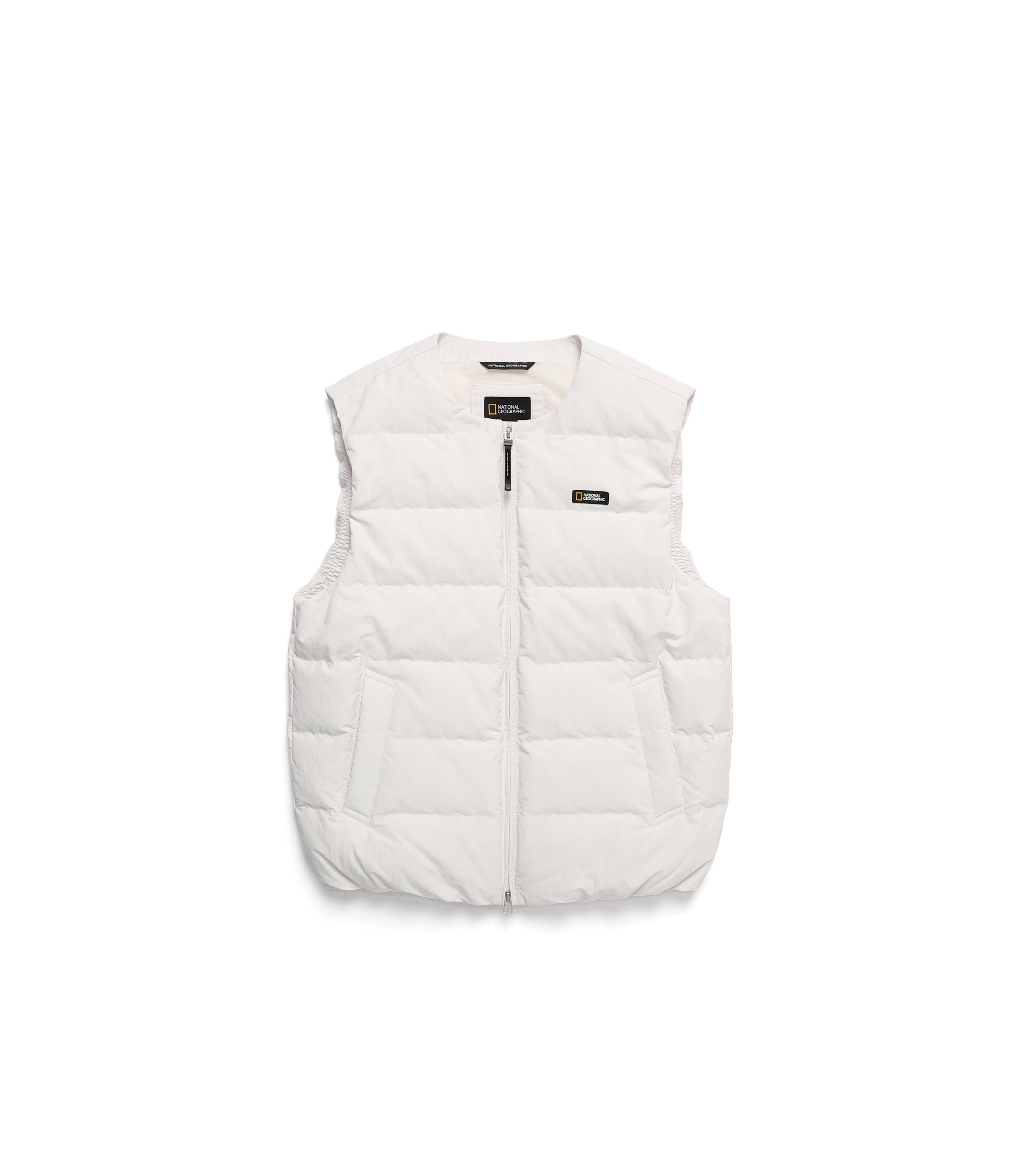 Unisex HERON U-Neck Light Goose Down Vest<br>CRYSTAL BEIGE