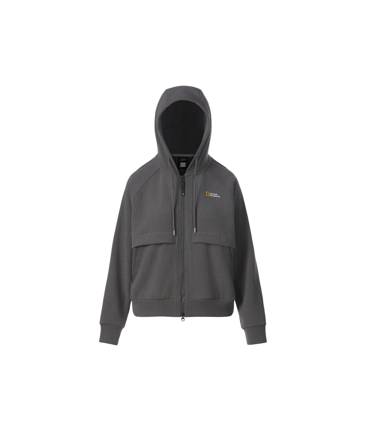 Women's Fabric-Mix Zip-Up Hoodie<br>IRON GREY