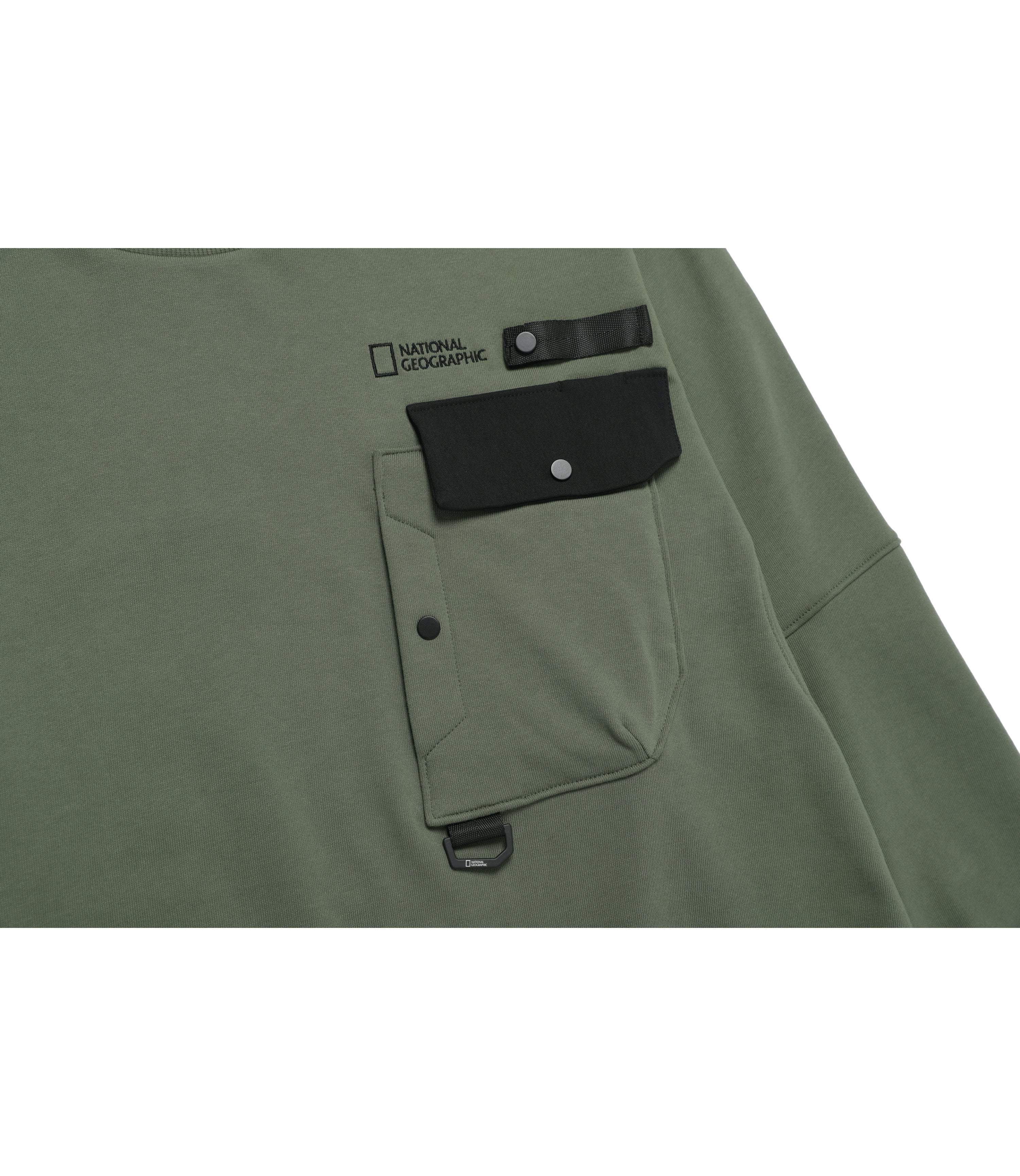 Men's NRN Hybrid Semi-Oversized Pocket Sweatshirt<br>MILITARY KHAKI