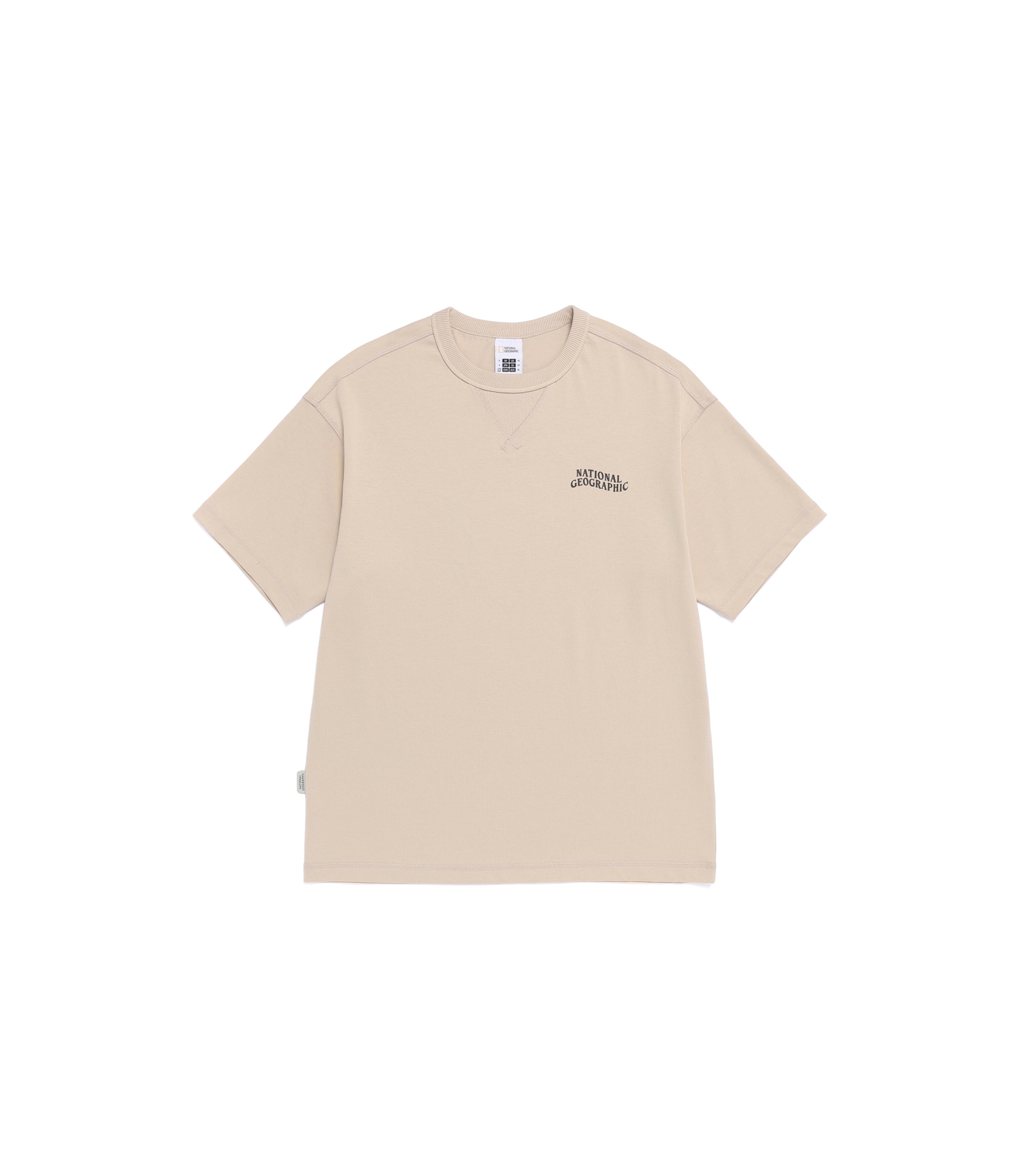 Unisex AVIS Aerosilver Graphic Semi-Overfit Gusset Detail Short Sleeve<br>L/BEIGE