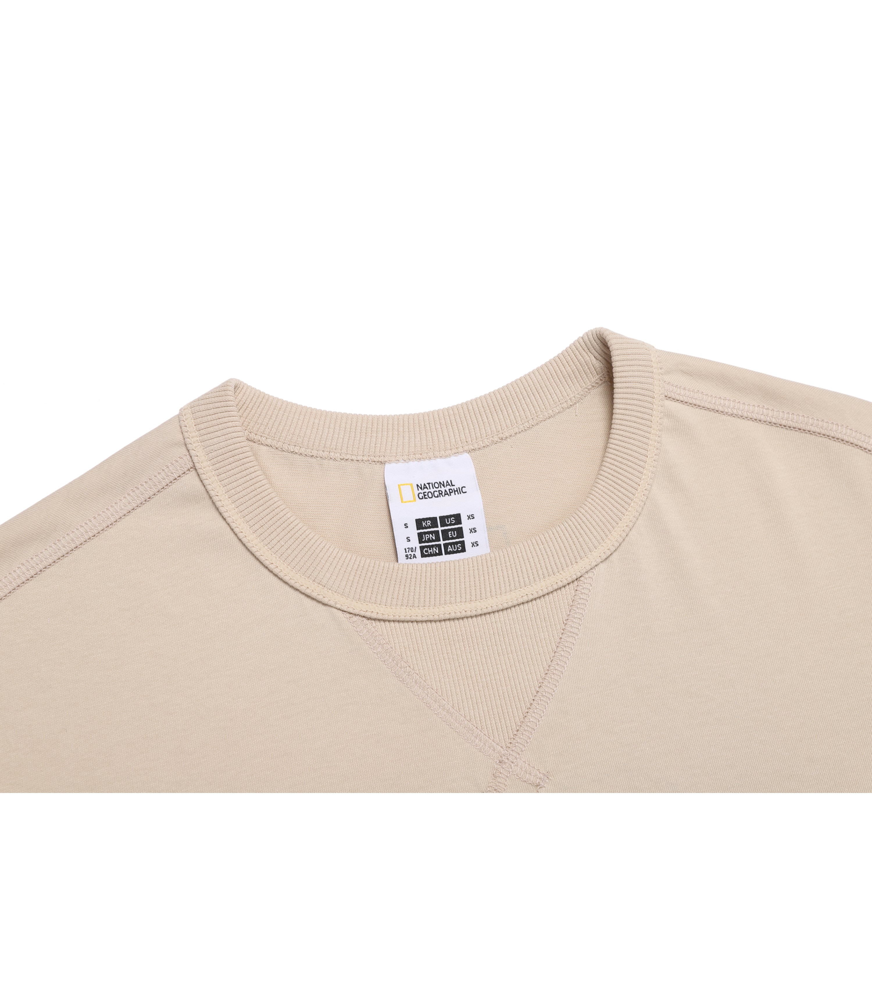 Unisex AVIS Aerosilver Graphic Semi-Overfit Gusset Detail Short Sleeve<br>L/BEIGE