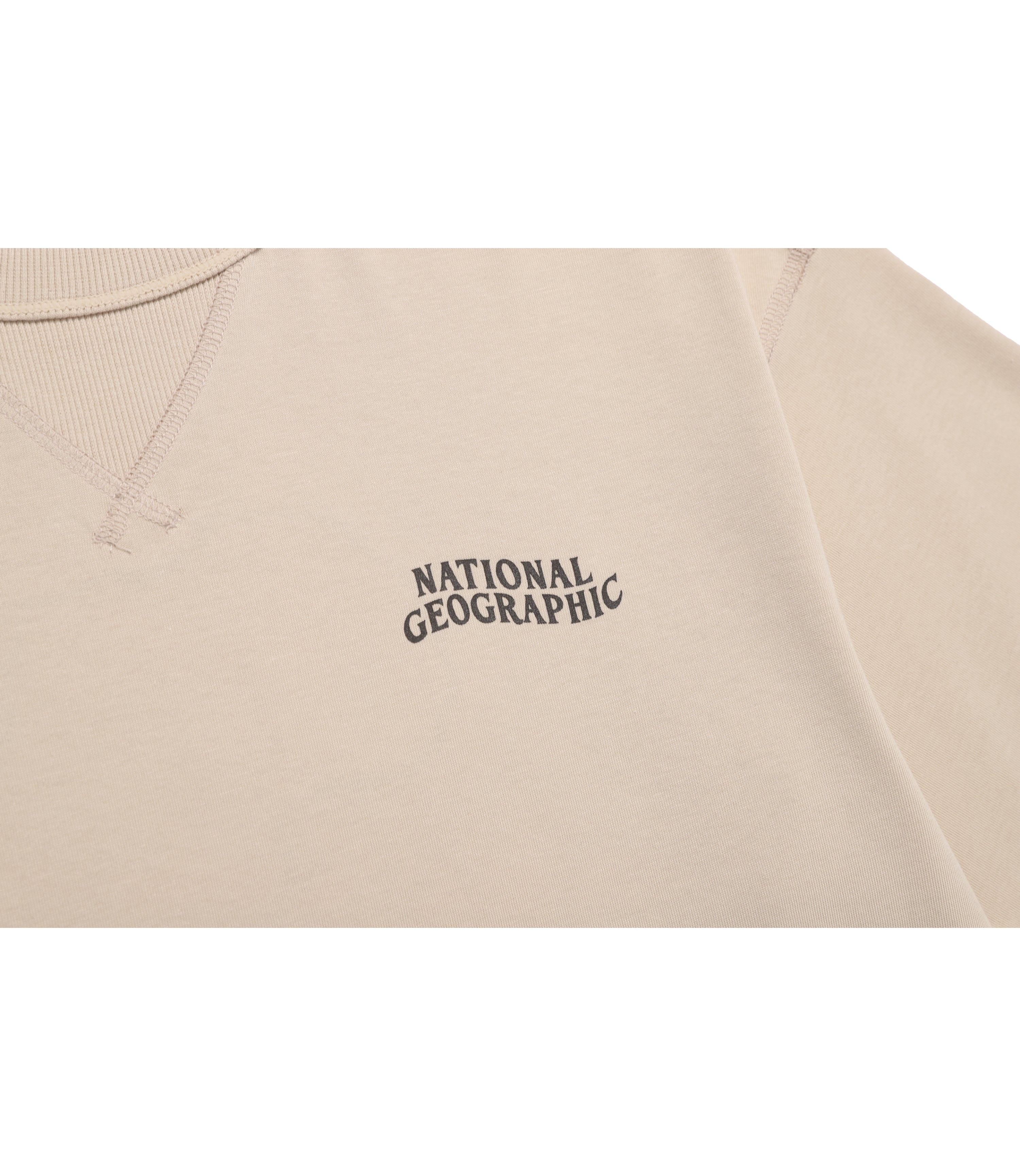 Unisex AVIS Aerosilver Graphic Semi-Overfit Gusset Detail Short Sleeve<br>L/BEIGE