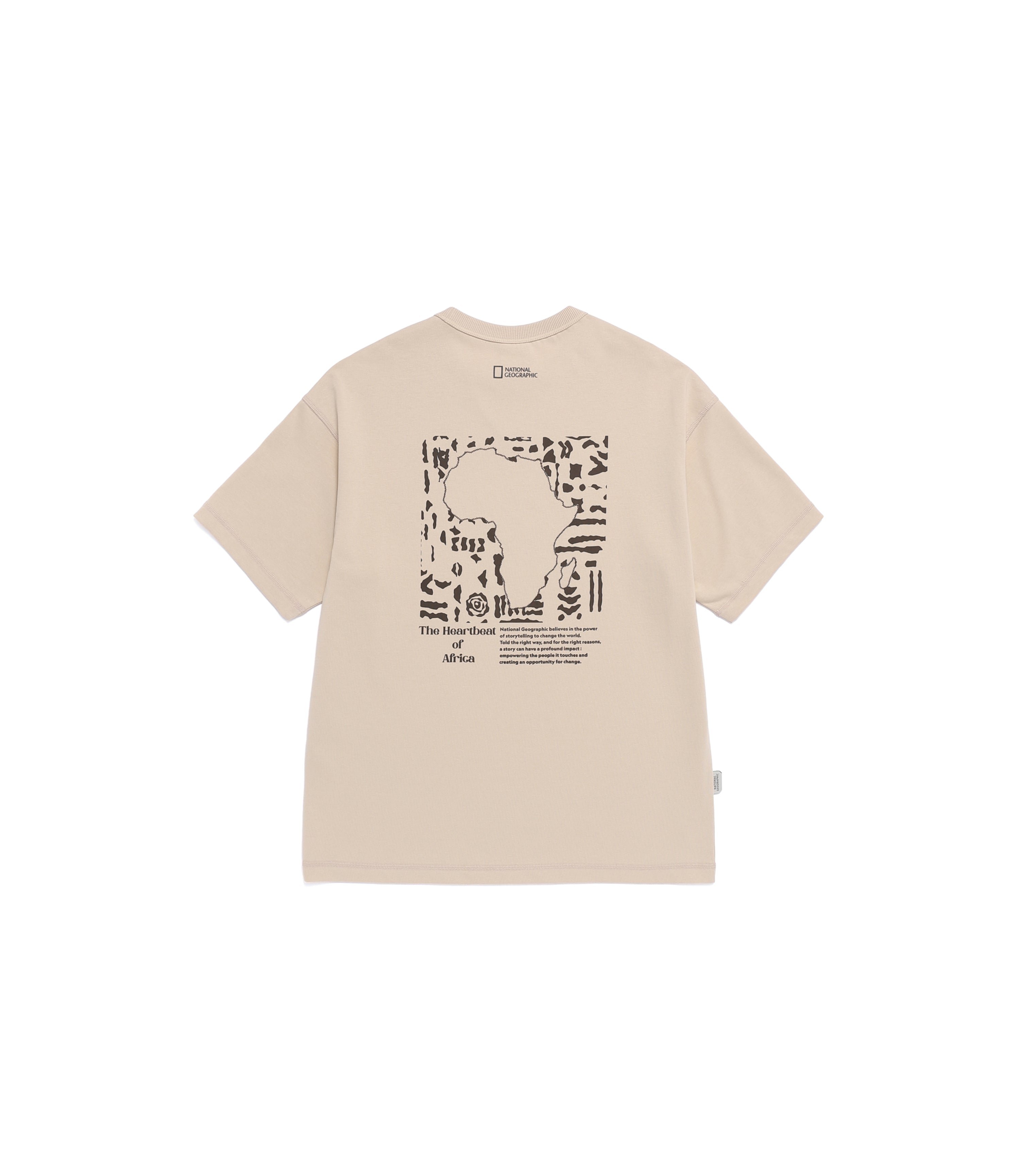 Unisex AVIS Aerosilver Graphic Semi-Overfit Gusset Detail Short Sleeve<br>L/BEIGE