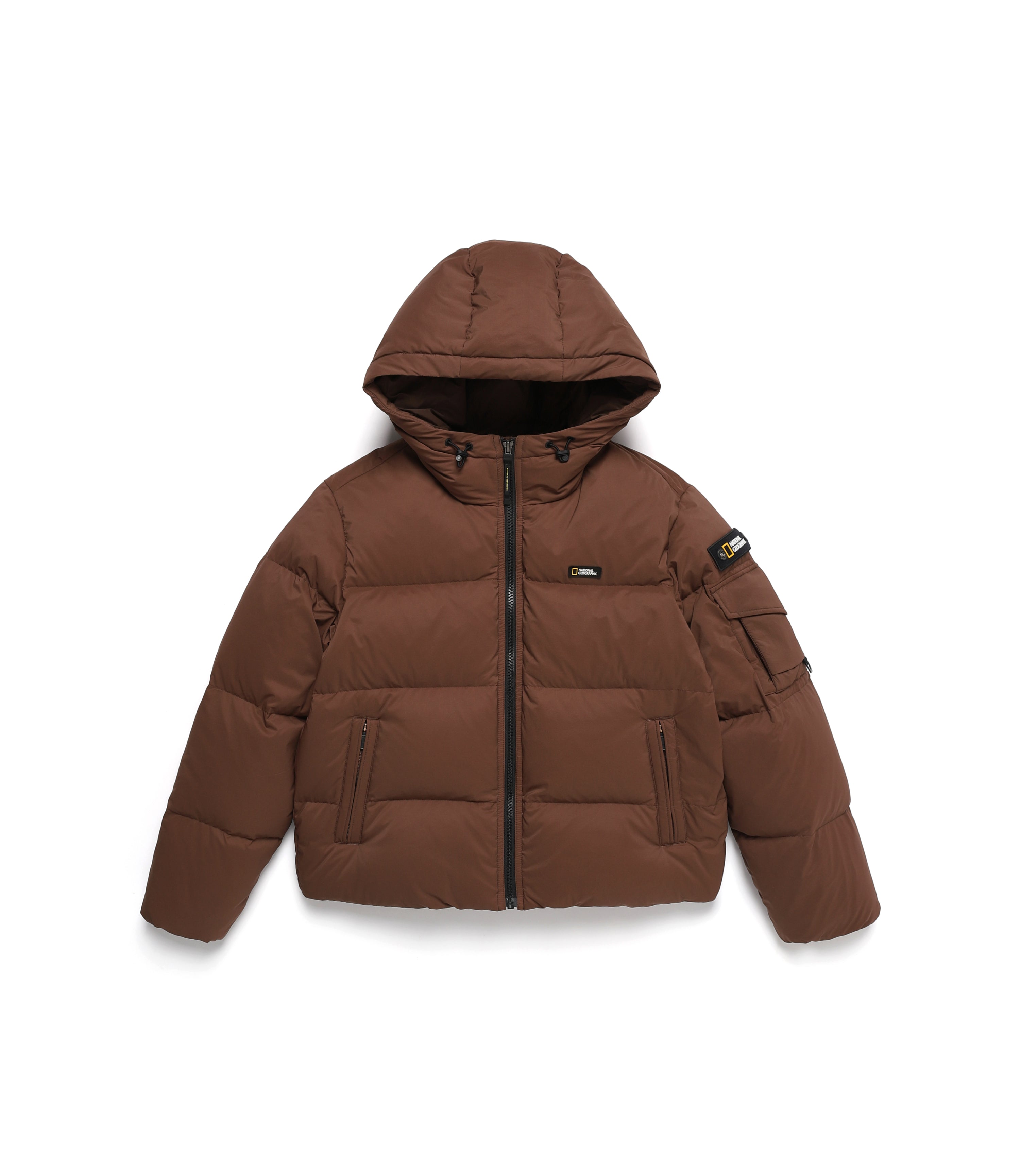 Women's GOLDEN MOLE Cropped Hooded Goose Down Jacket<br>BRICK