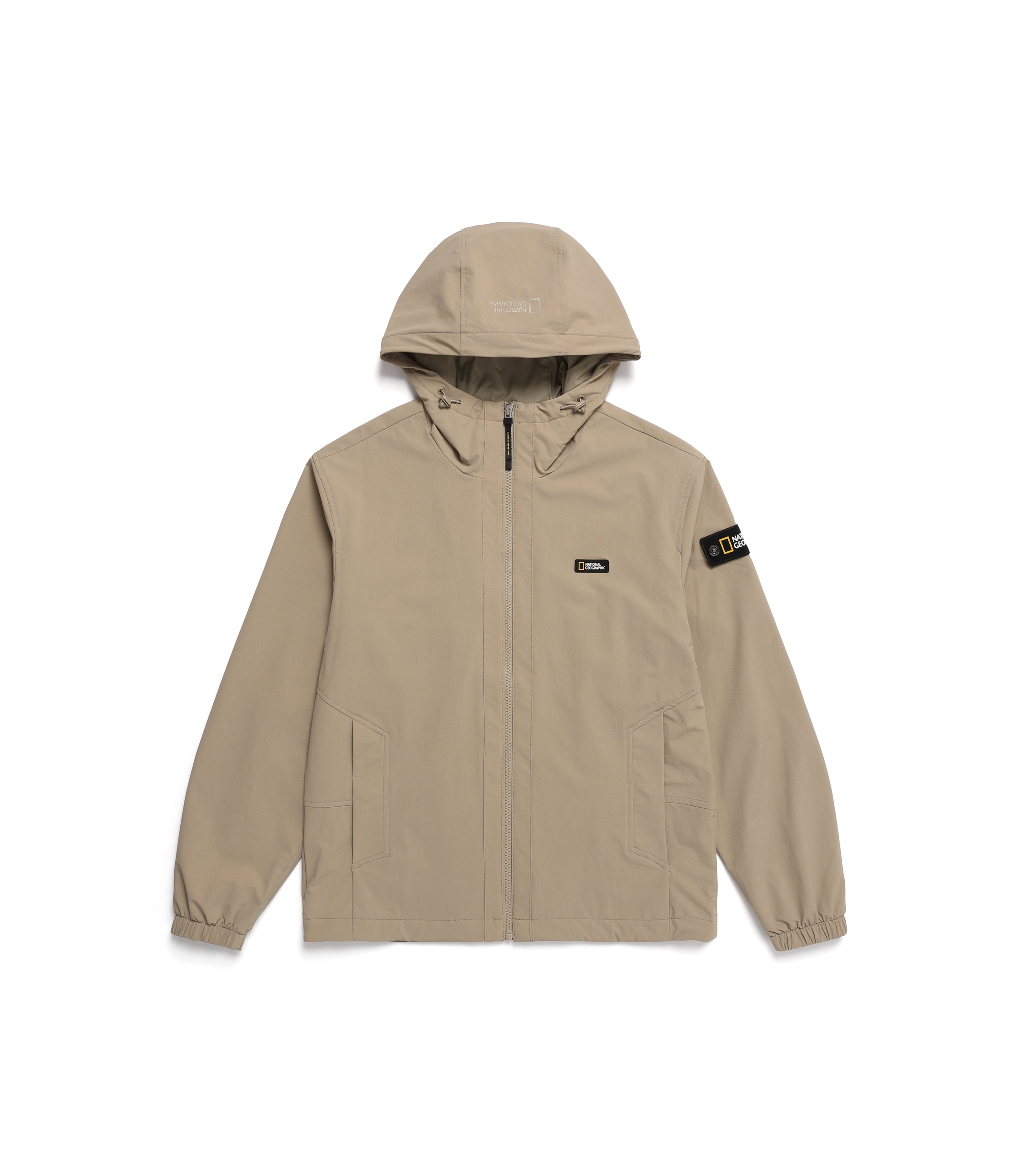 Unisex Archelon Stretched Woven Zip-Up Hoodie<br>SAND BEIGE