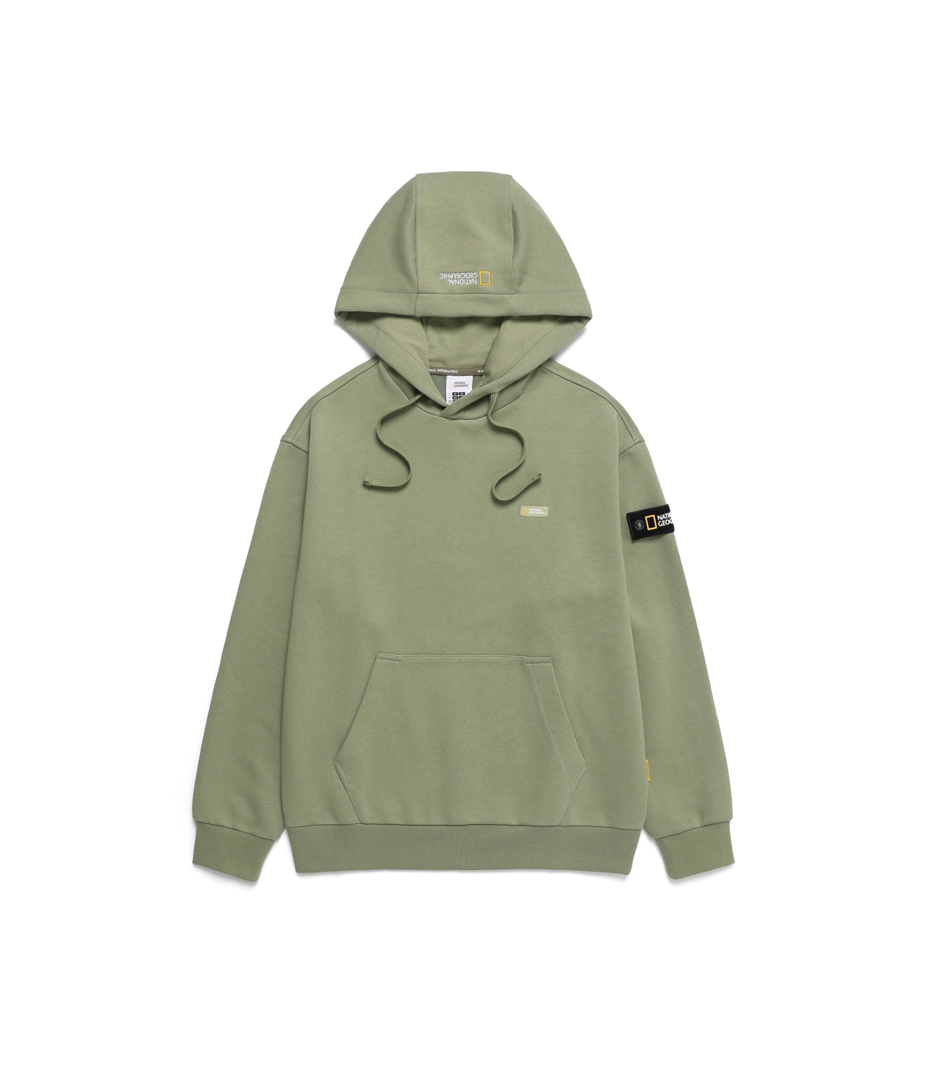 Unisex Glacier Concept Graphic Semi-Oversize Hoodie<br>GREEN OLIVE