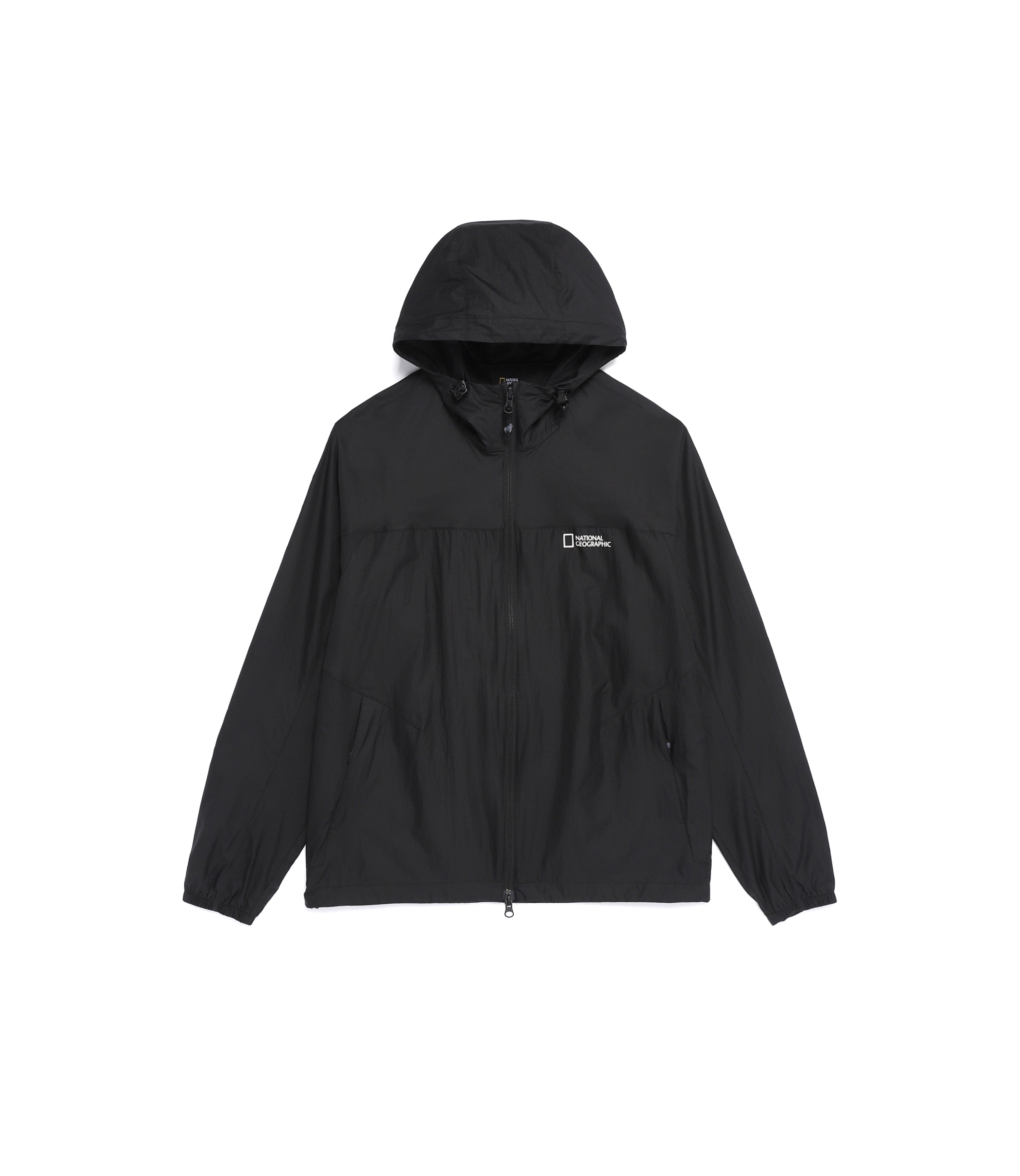 Unisex Light Pack Hooded Full Zip-Up Windbreaker<br>BLACK