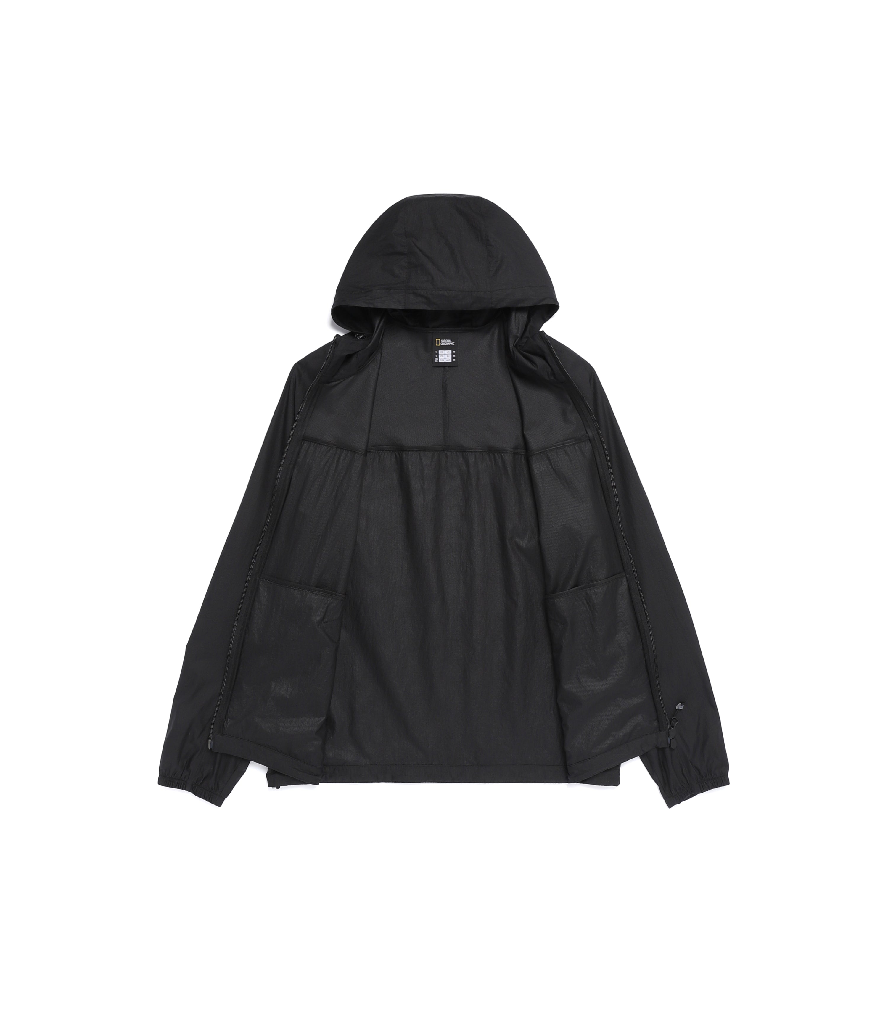 Unisex Light Pack Hooded Full Zip-Up Windbreaker<br>BLACK