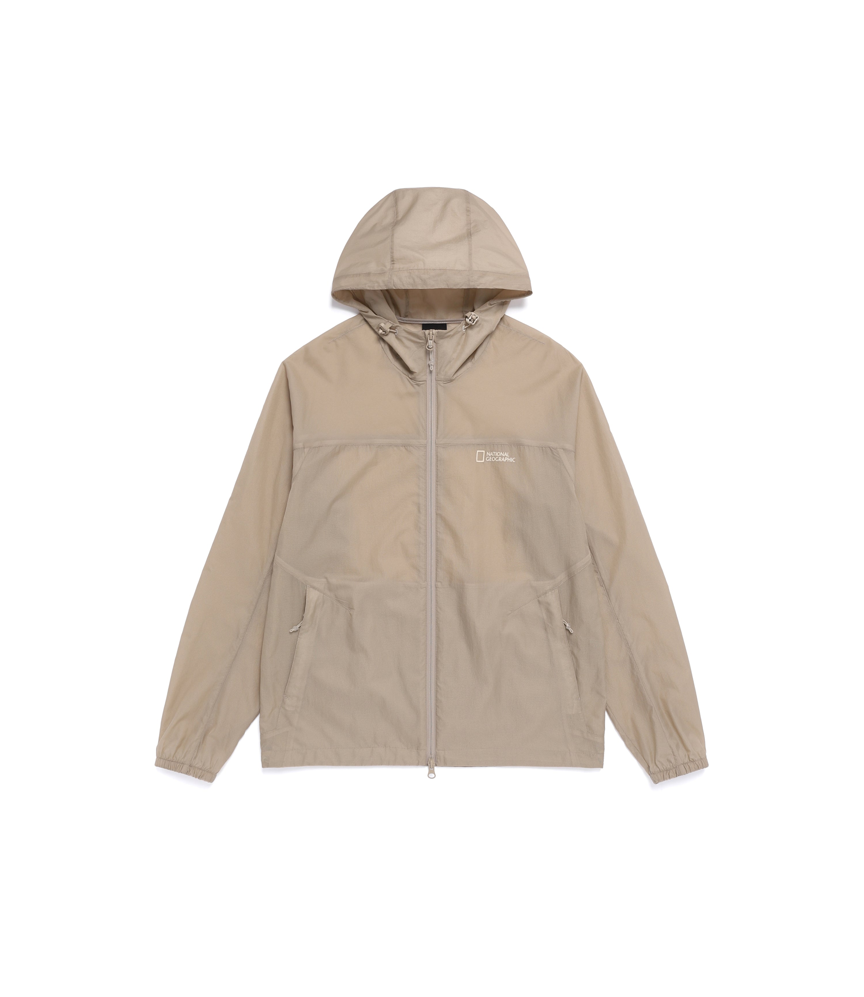 Unisex Light Pack Hooded Full Zip-Up Windbreaker<br>MOURNING BEIGE