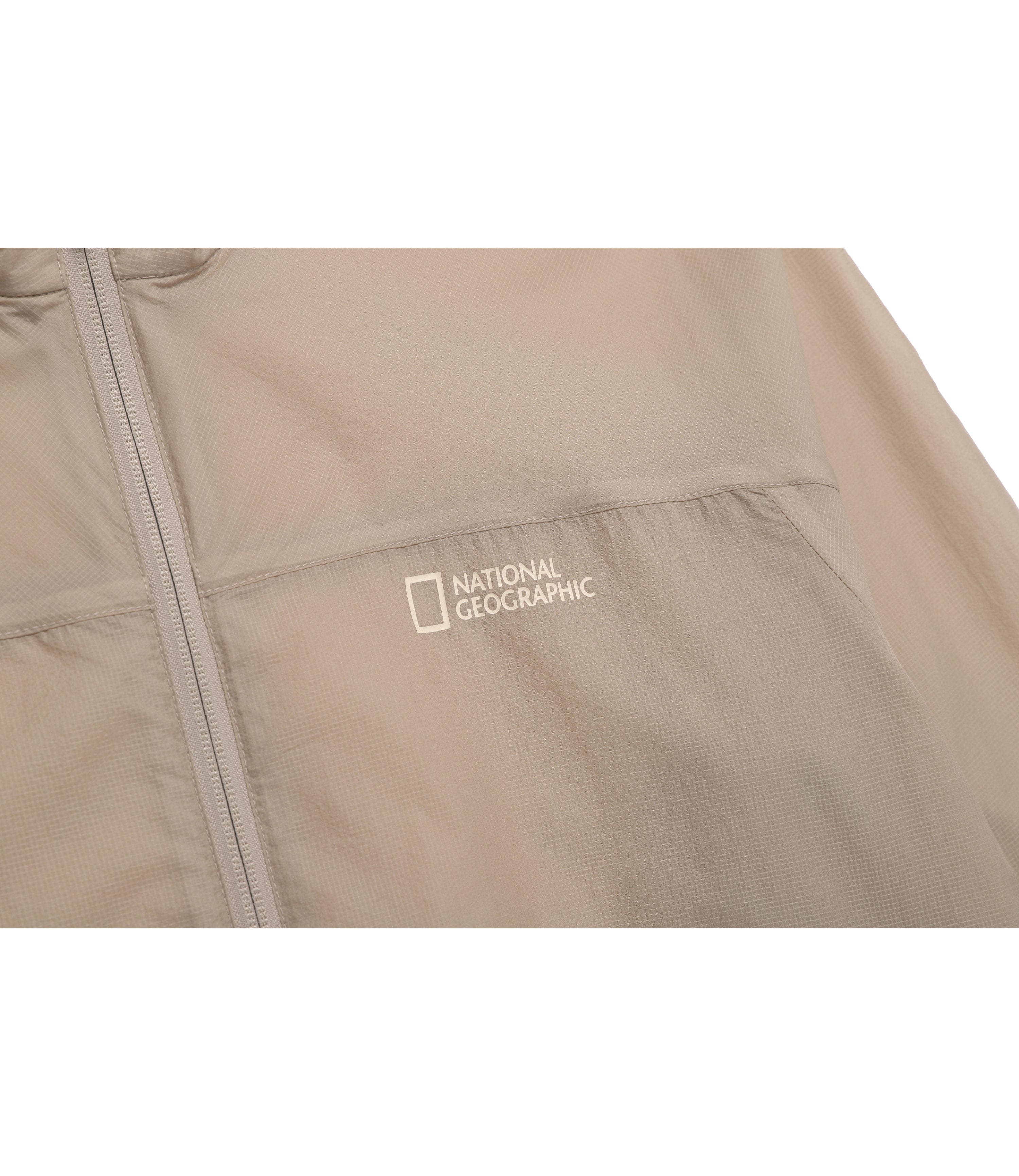 Unisex Light Pack Hooded Full Zip-Up Windbreaker<br>MOURNING BEIGE